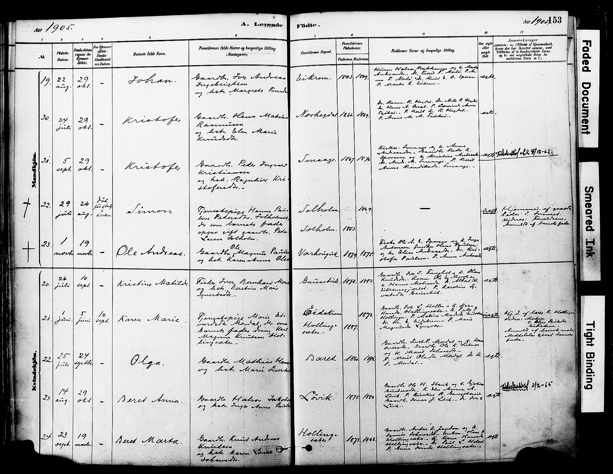 Ministerialprotokoller, klokkerbøker og fødselsregistre - Møre og Romsdal, AV/SAT-A-1454/560/L0721: Parish register (official) no. 560A05, 1878-1917, p. 153