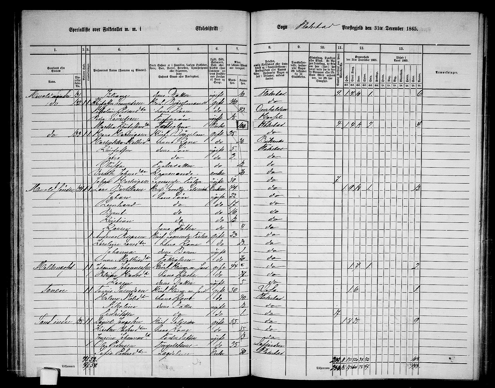 RA, 1865 census for Flakstad, 1865, p. 38