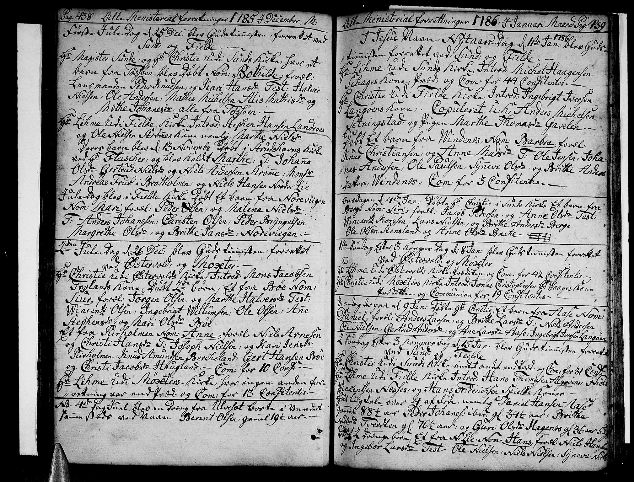 Sund sokneprestembete, AV/SAB-A-99930: Parish register (official) no. A 5, 1770-1795, p. 438-439