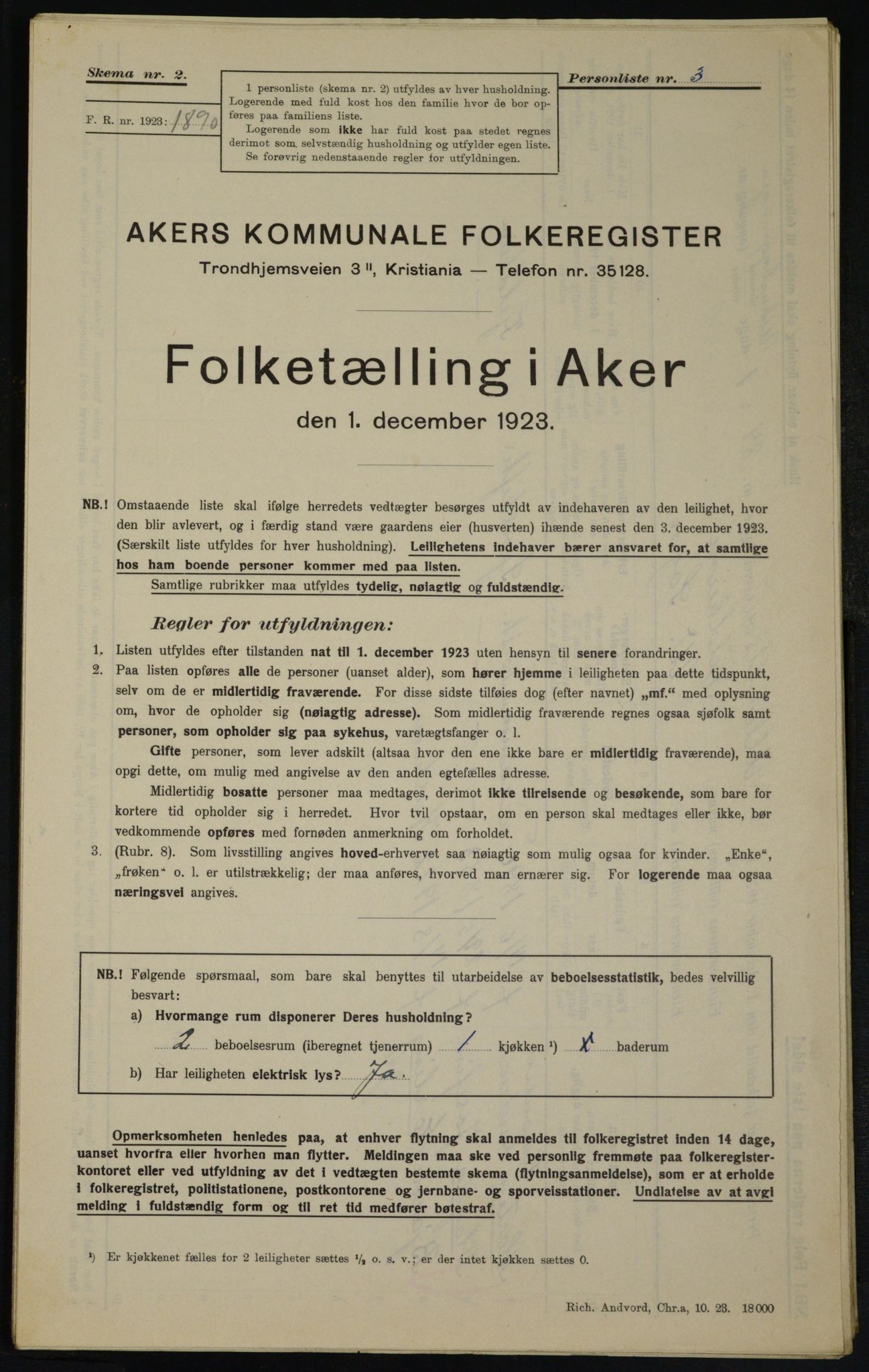 , Municipal Census 1923 for Aker, 1923, p. 20288