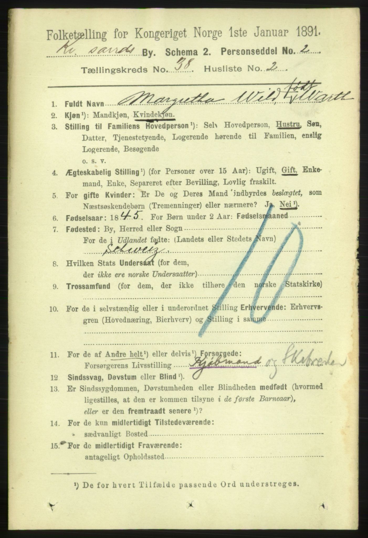 RA, 1891 census for 1001 Kristiansand, 1891, p. 12176