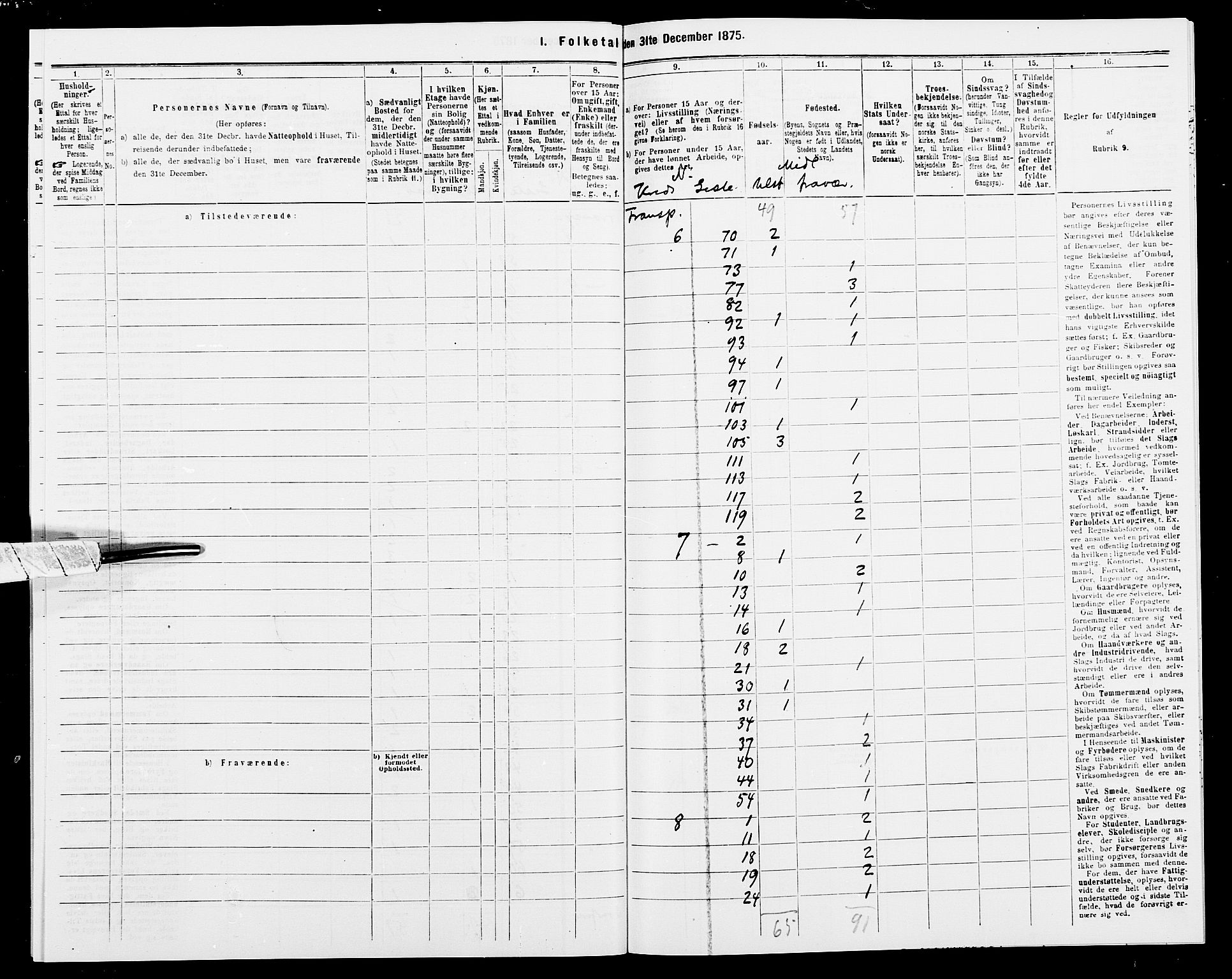 SAK, 1875 census for 1029P Sør-Audnedal, 1875, p. 85