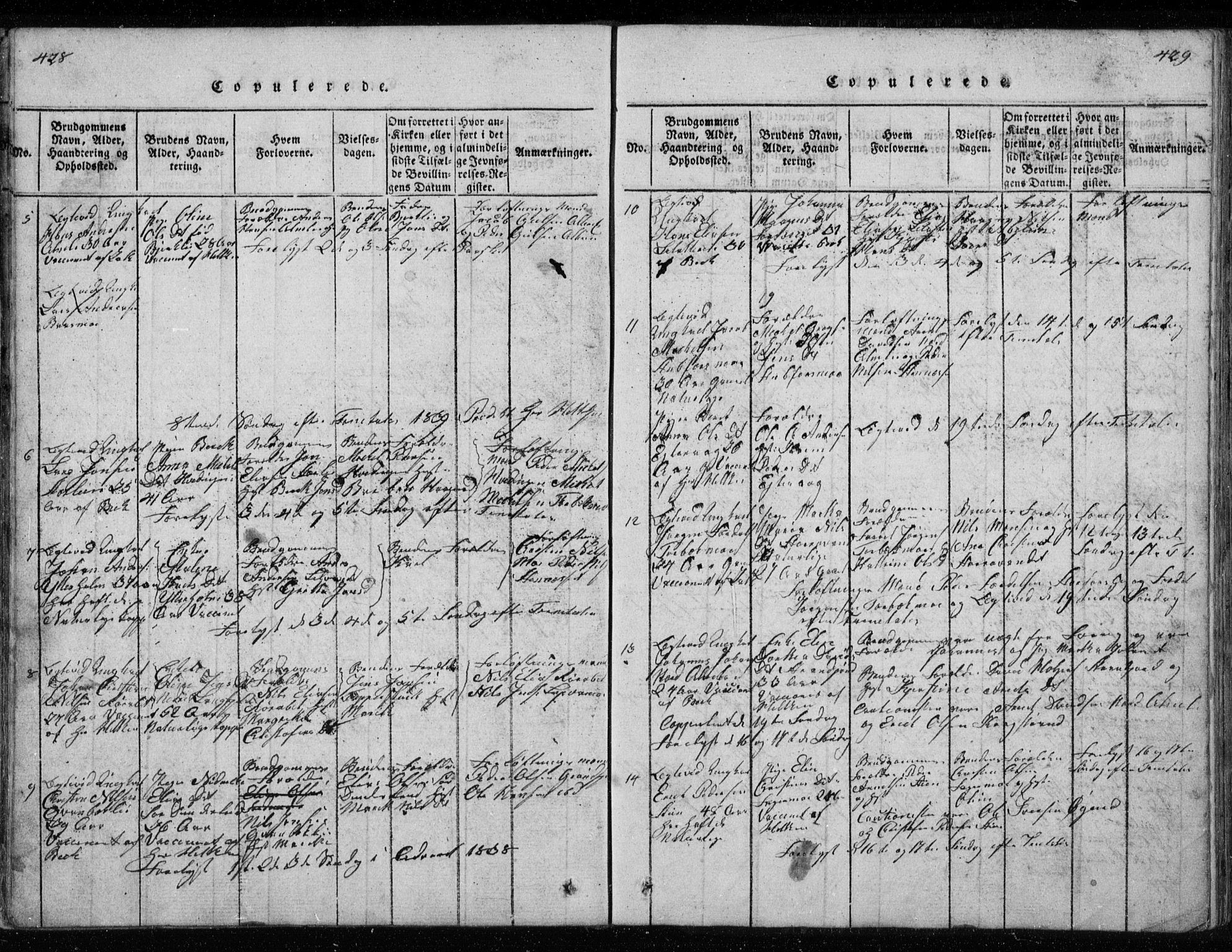 Ministerialprotokoller, klokkerbøker og fødselsregistre - Nordland, AV/SAT-A-1459/827/L0412: Parish register (copy) no. 827C01, 1820-1841, p. 428-429