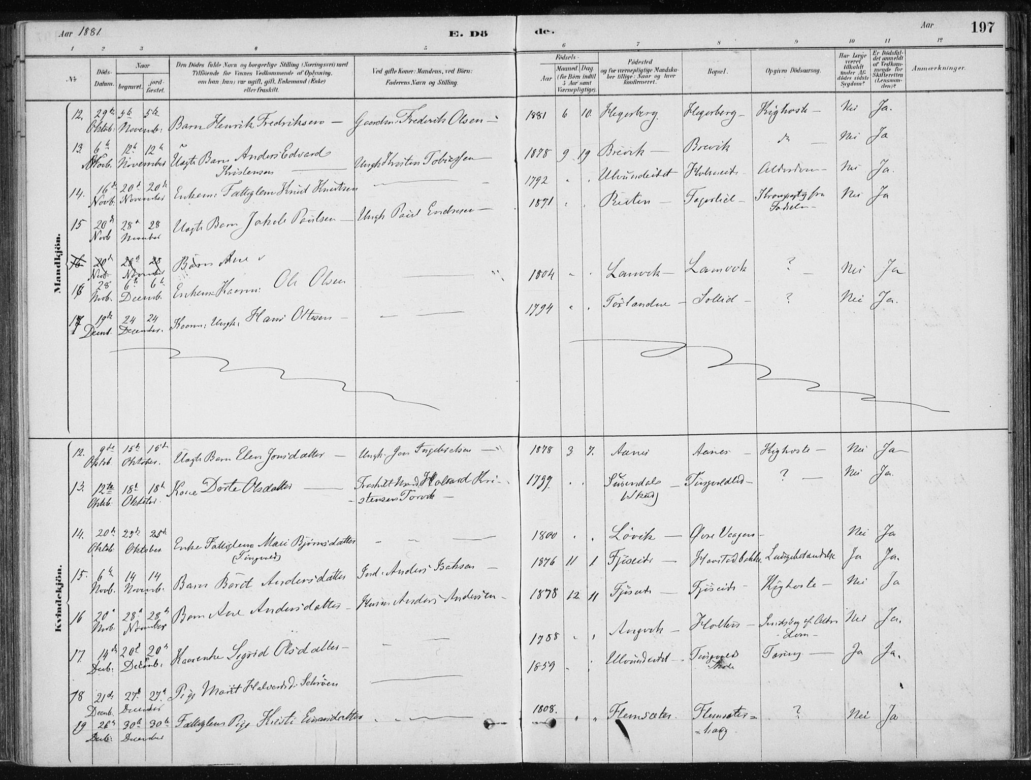 Ministerialprotokoller, klokkerbøker og fødselsregistre - Møre og Romsdal, AV/SAT-A-1454/586/L0987: Parish register (official) no. 586A13, 1879-1892, p. 197