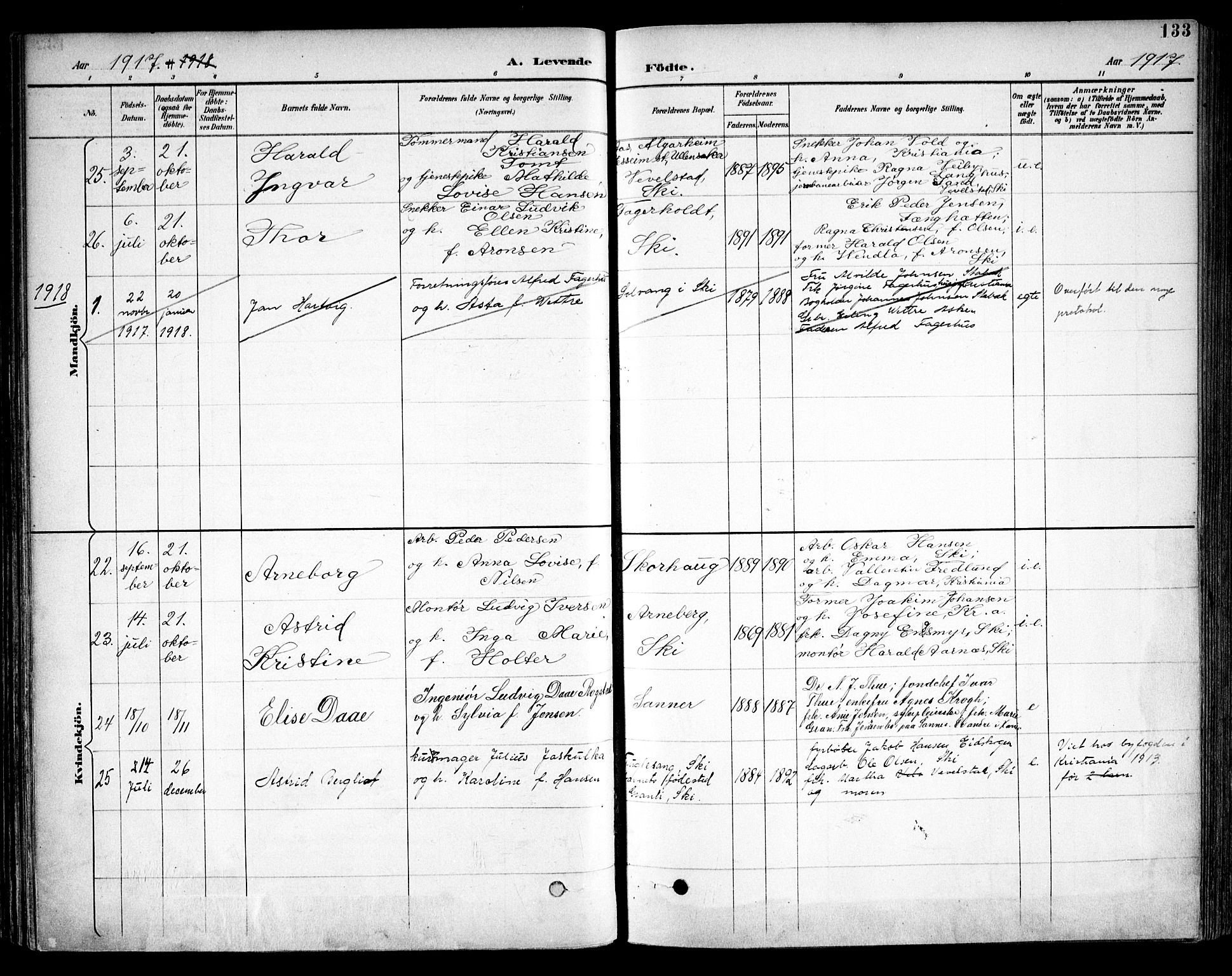 Kråkstad prestekontor Kirkebøker, AV/SAO-A-10125a/F/Fb/L0002: Parish register (official) no. II 2, 1893-1917, p. 133