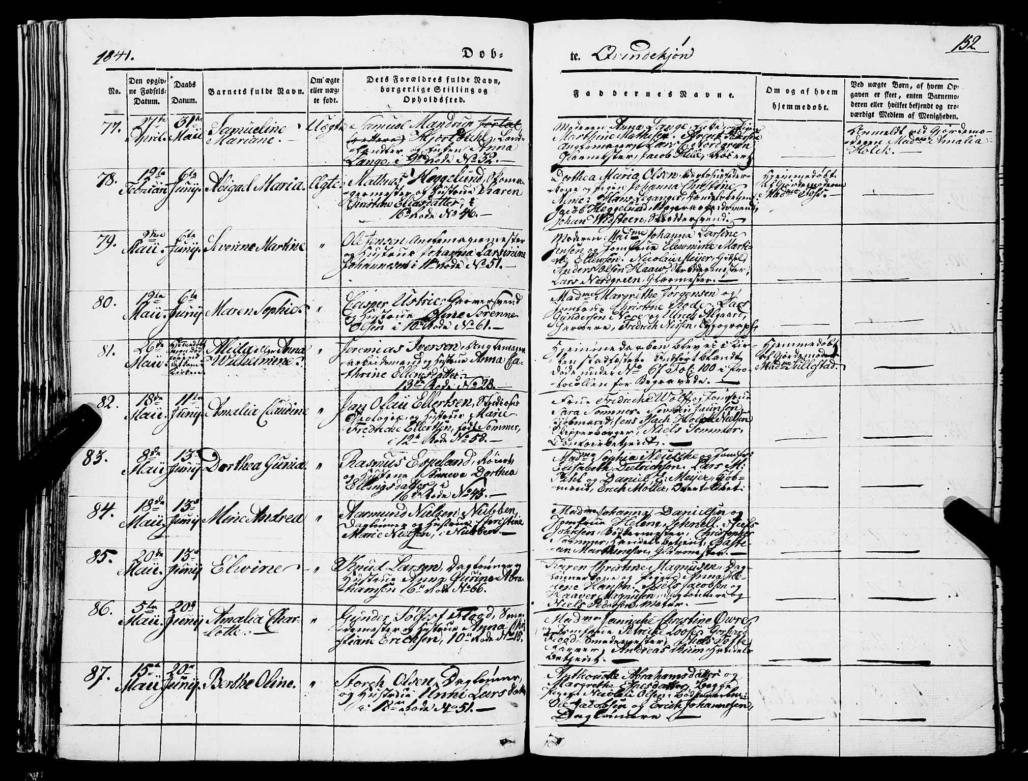 Domkirken sokneprestembete, SAB/A-74801/H/Haa/L0019: Parish register (official) no. B 2, 1841-1851, p. 152