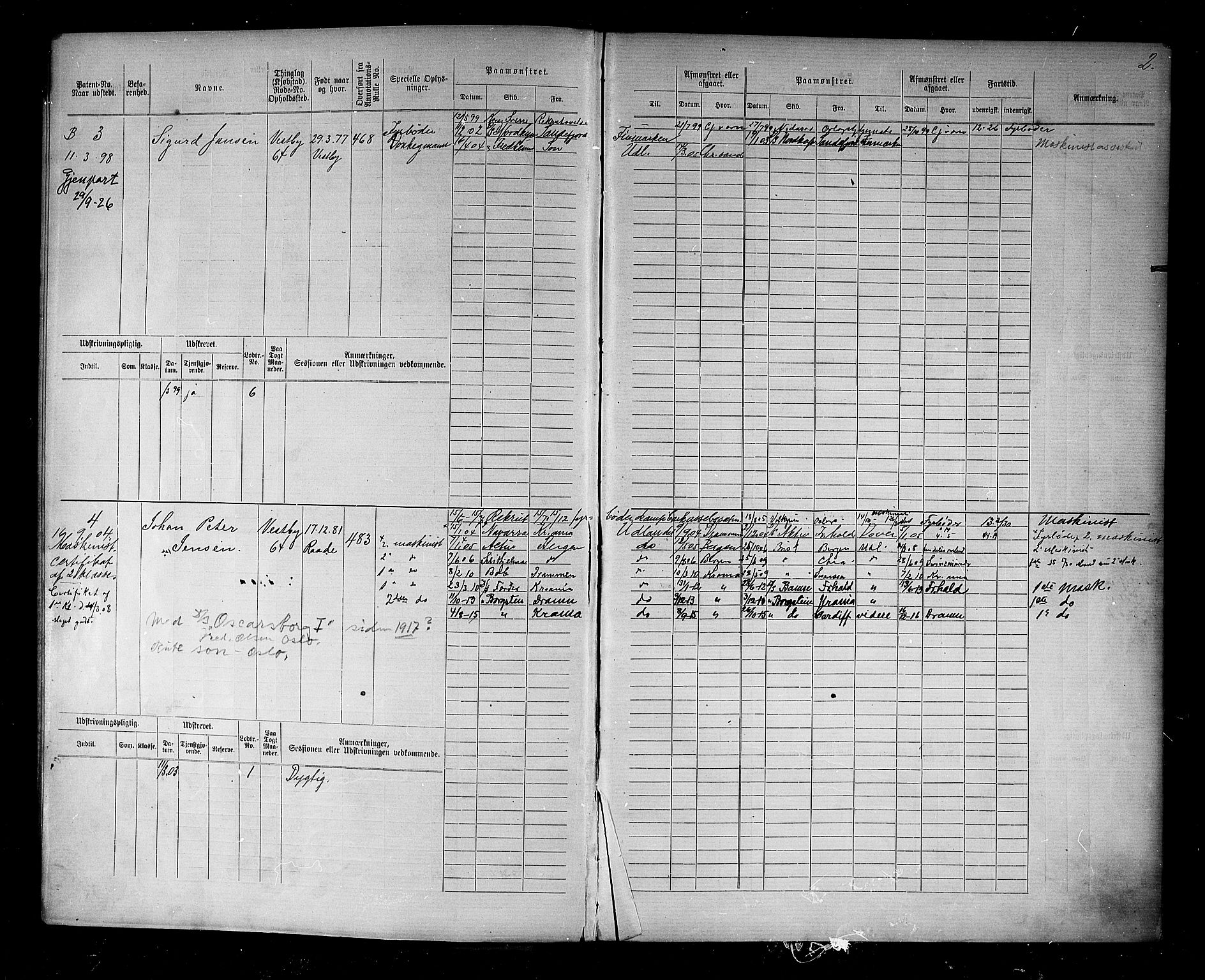 Son mønstringskontor, AV/SAO-A-10569e/F/Fc/Fcd/L0002: Hoved- og annotasjonsrulle for skippere og fyrbøtere, 1891-1911, p. 5