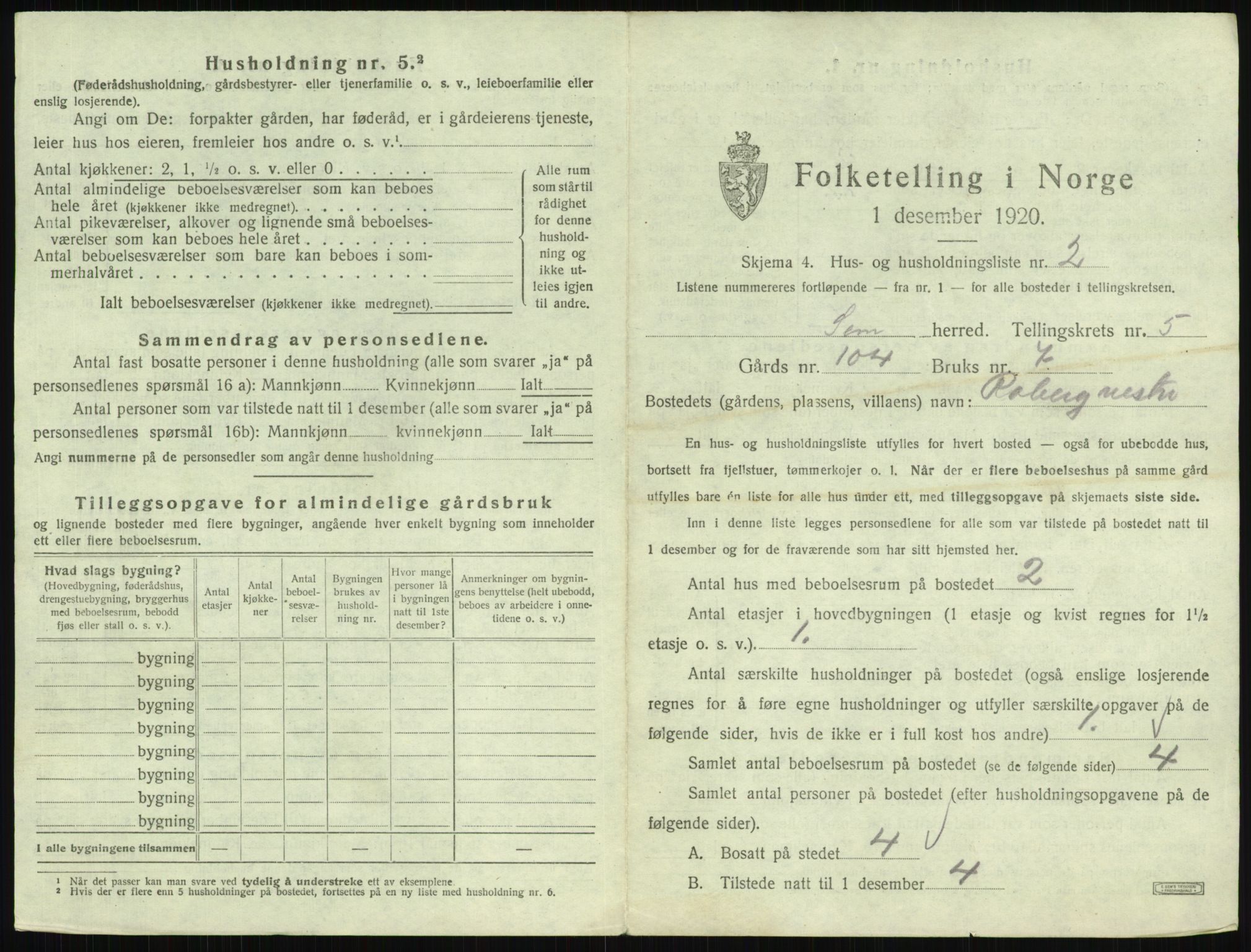 SAKO, 1920 census for Sem, 1920, p. 896