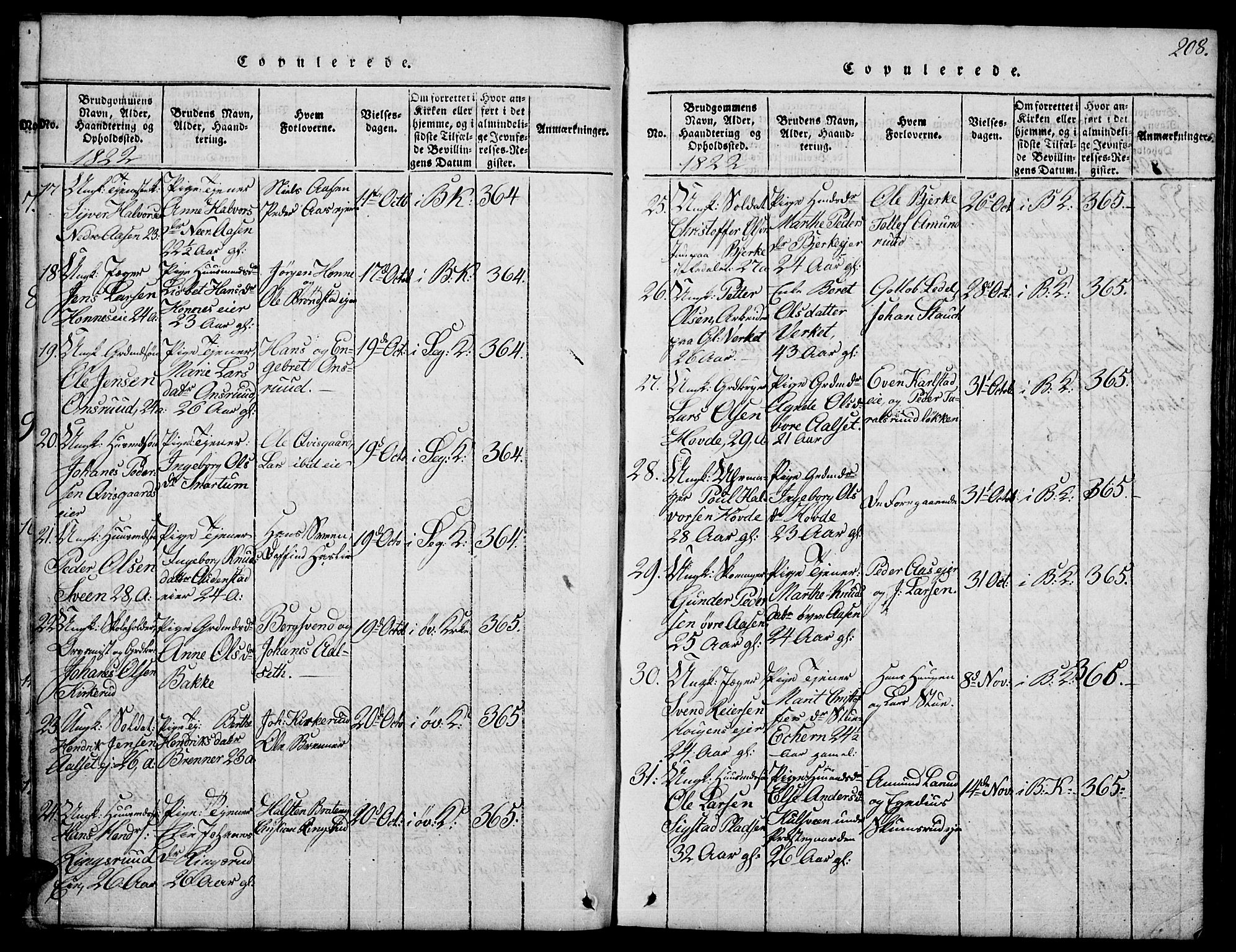 Biri prestekontor, SAH/PREST-096/H/Ha/Hab/L0001: Parish register (copy) no. 1, 1814-1828, p. 208