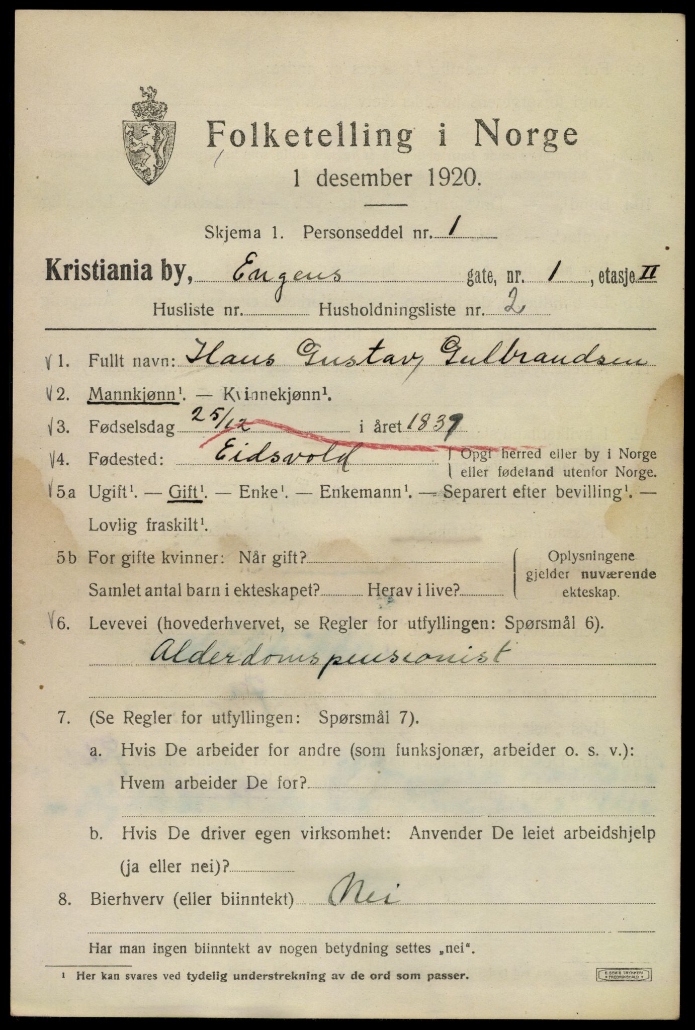 SAO, 1920 census for Kristiania, 1920, p. 218357