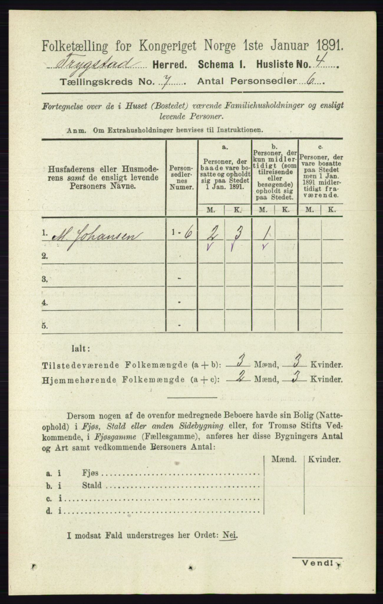 RA, 1891 Census for 0122 Trøgstad, 1891, p. 2844