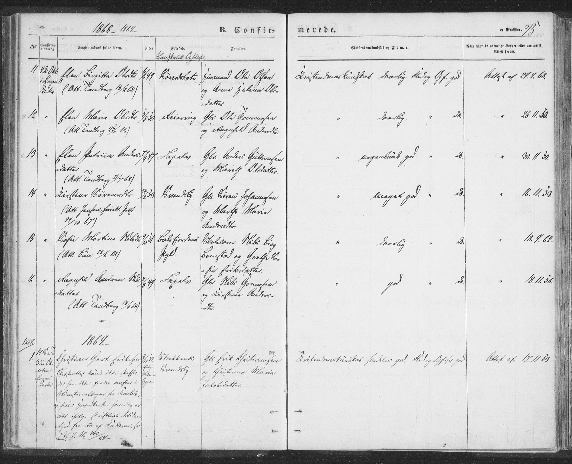 Lyngen sokneprestembete, AV/SATØ-S-1289/H/He/Hea/L0009kirke: Parish register (official) no. 9, 1864-1882, p. 75