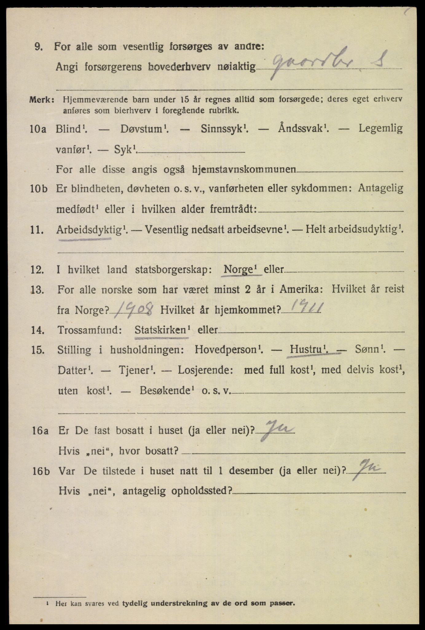SAK, 1920 census for Lista, 1920, p. 12964