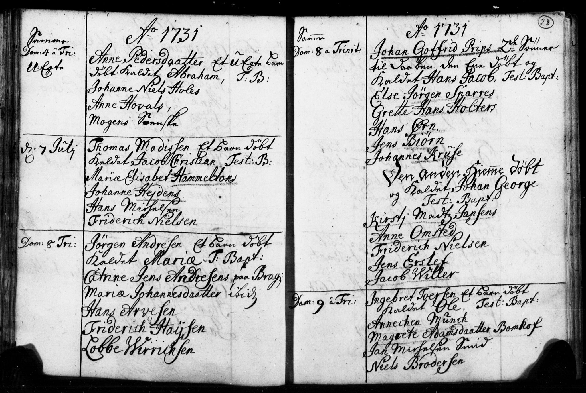 Strømsø kirkebøker, AV/SAKO-A-246/F/Fb/L0001: Parish register (official) no. II 1, 1725-1737, p. 28