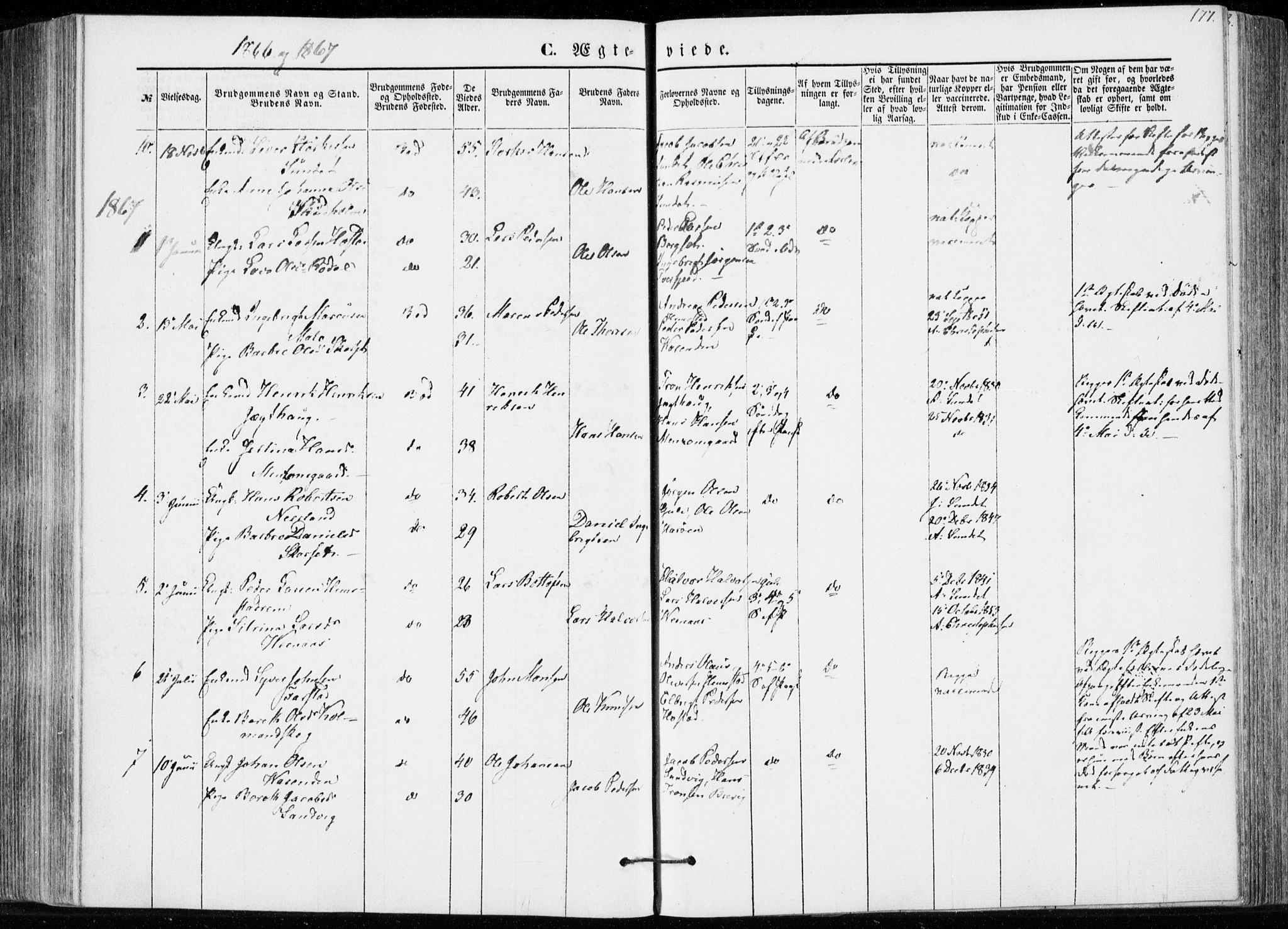 Ministerialprotokoller, klokkerbøker og fødselsregistre - Møre og Romsdal, AV/SAT-A-1454/566/L0767: Parish register (official) no. 566A06, 1852-1868, p. 177