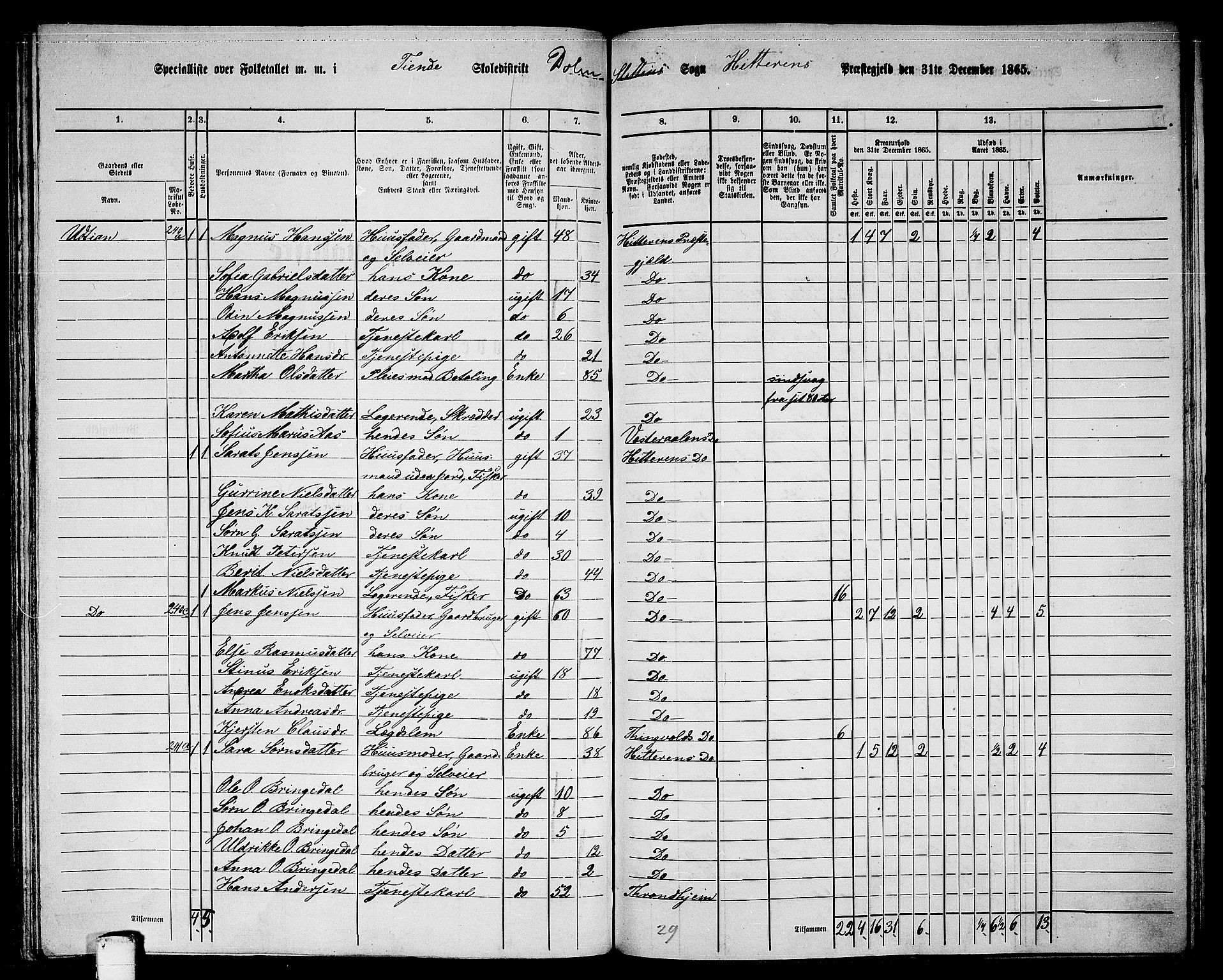RA, 1865 census for Hitra, 1865, p. 259