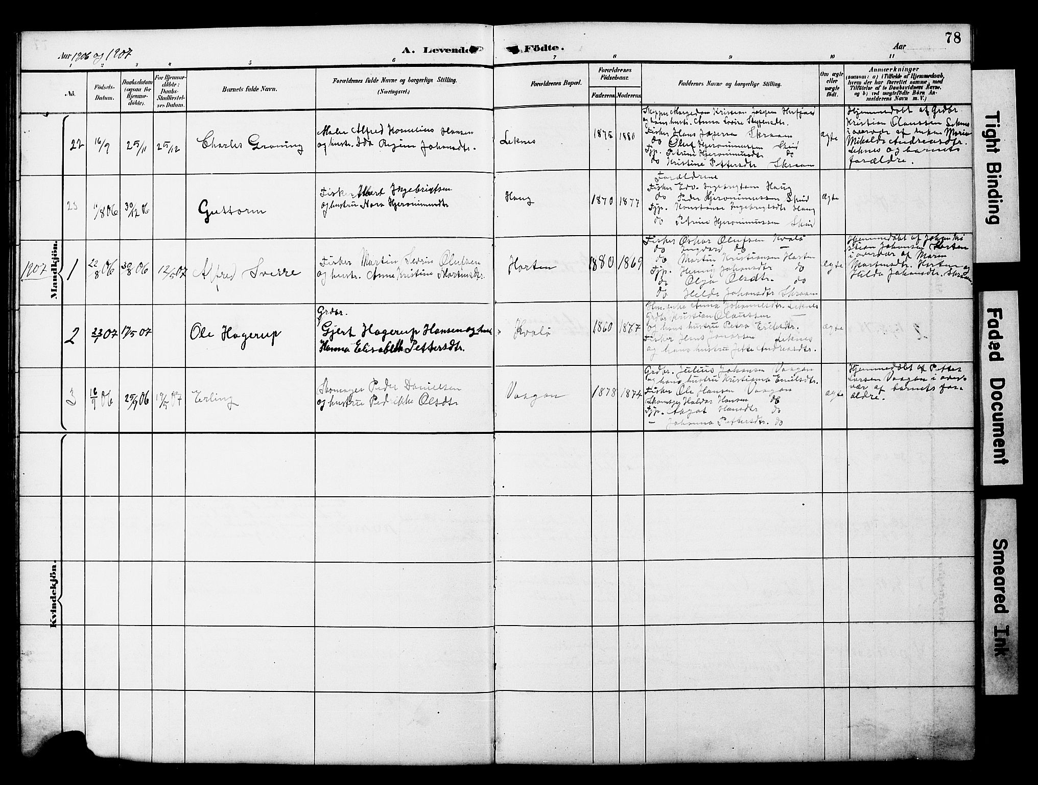 Ministerialprotokoller, klokkerbøker og fødselsregistre - Nord-Trøndelag, SAT/A-1458/788/L0701: Parish register (copy) no. 788C01, 1888-1913, p. 78