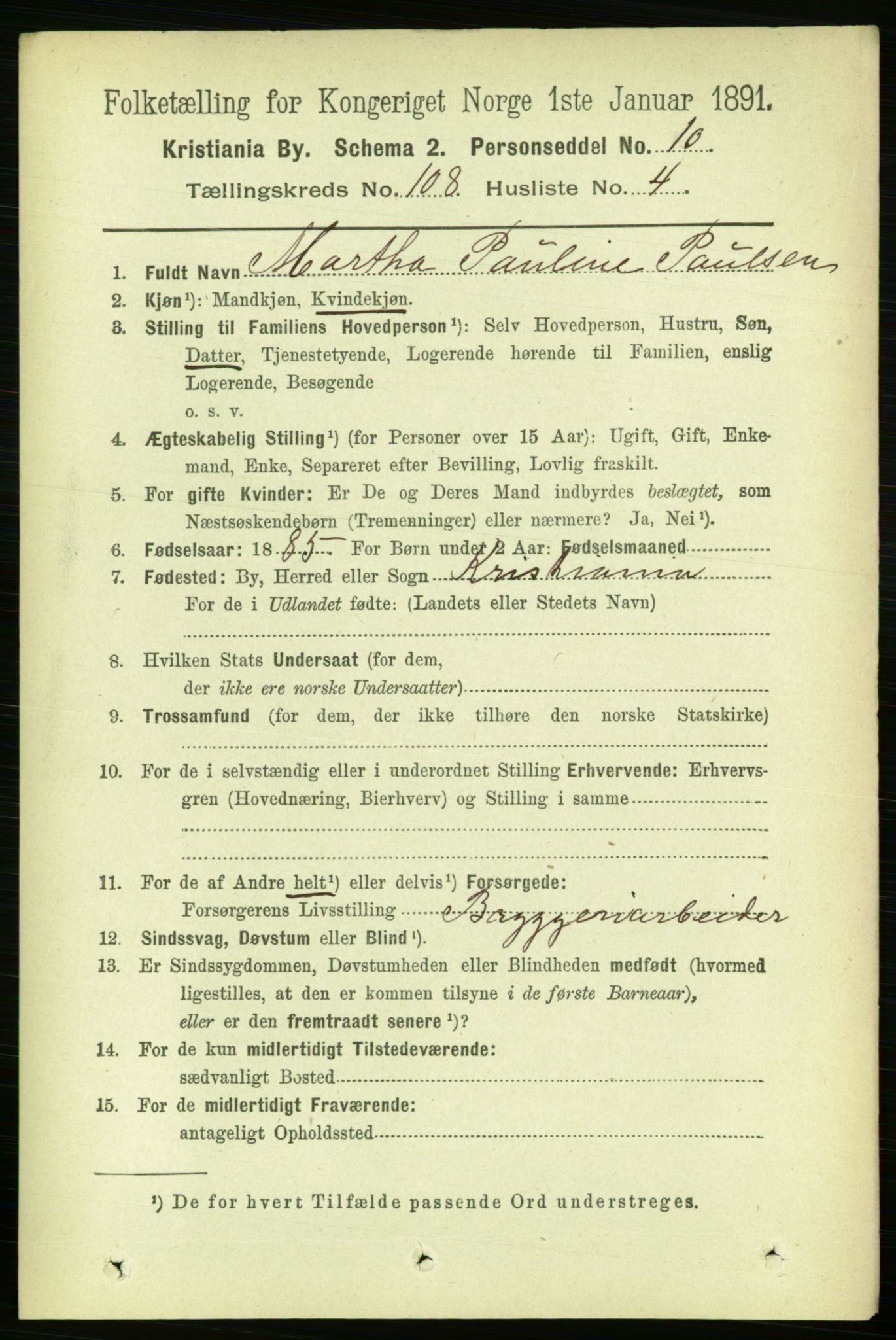 RA, 1891 census for 0301 Kristiania, 1891, p. 55579
