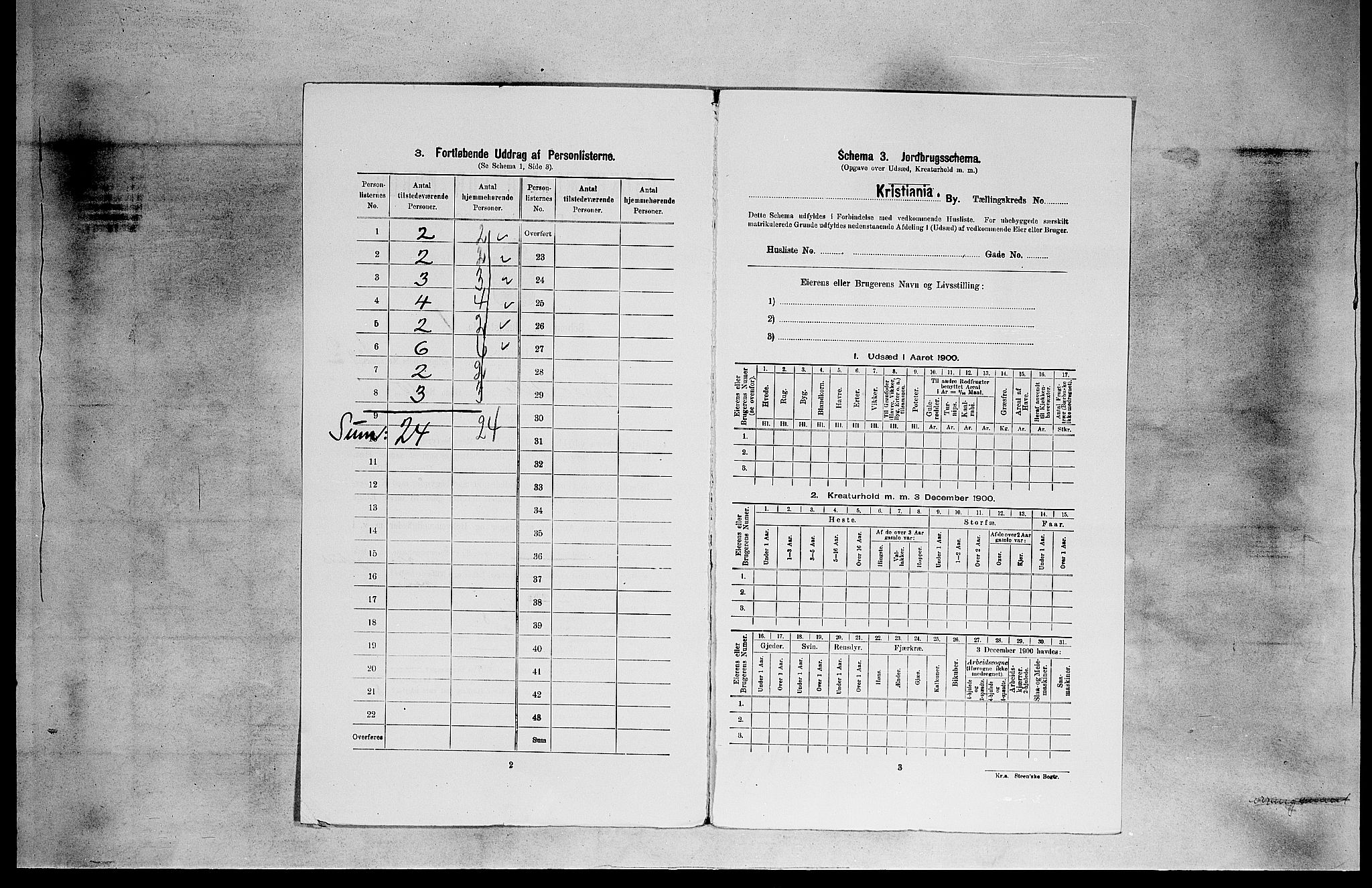 SAO, 1900 census for Kristiania, 1900, p. 9706