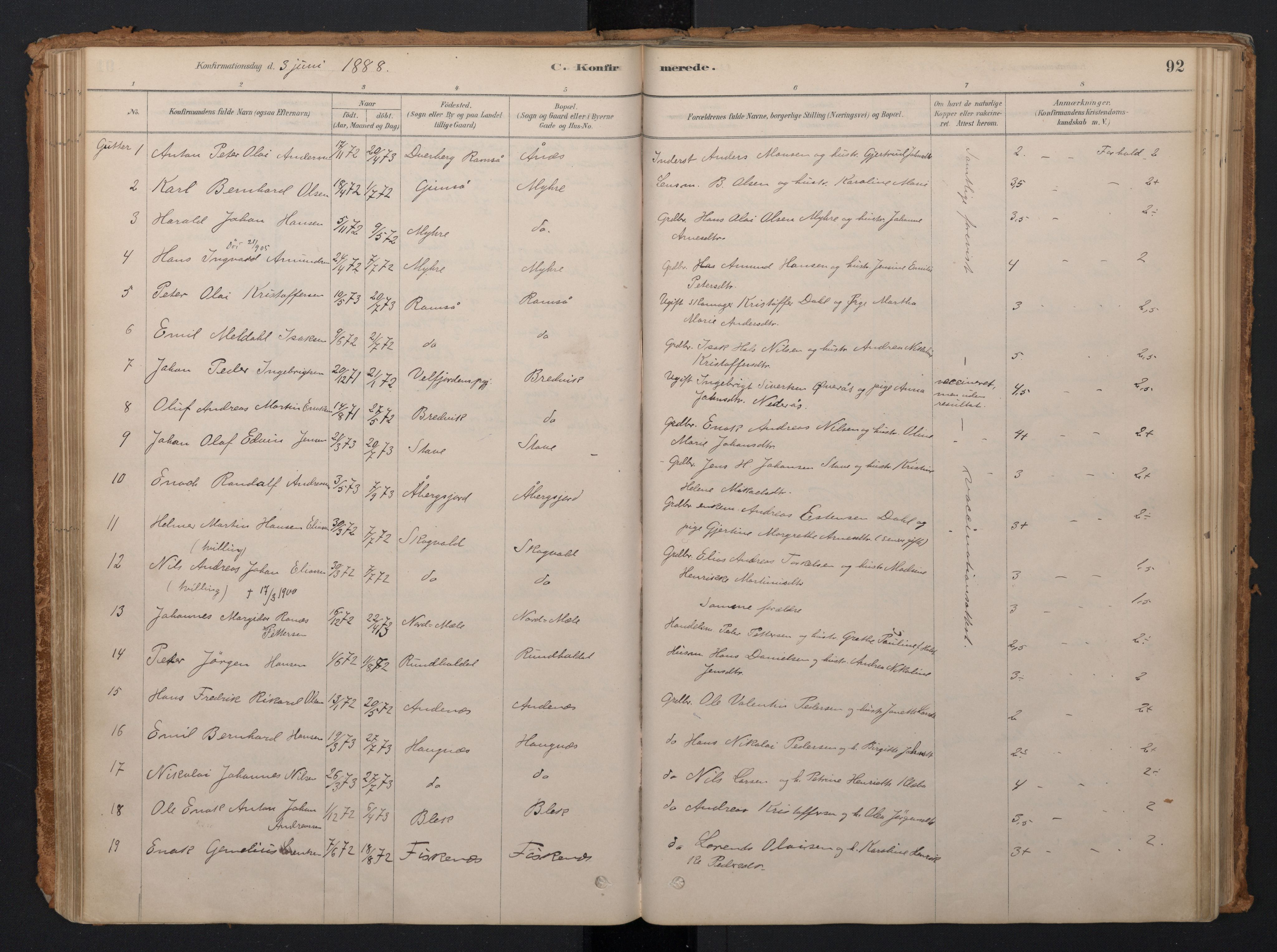 Ministerialprotokoller, klokkerbøker og fødselsregistre - Nordland, AV/SAT-A-1459/897/L1399: Parish register (official) no. 897A06, 1881-1896, p. 92