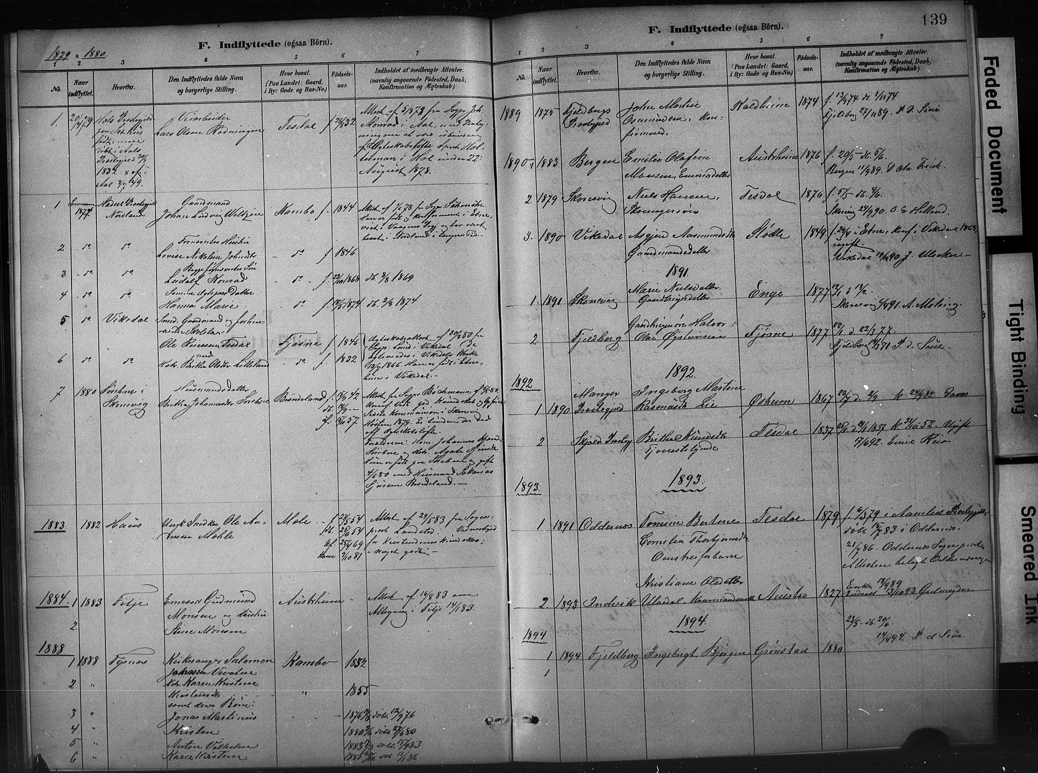 Etne sokneprestembete, SAB/A-75001/H/Hab: Parish register (copy) no. A 5, 1879-1896, p. 139
