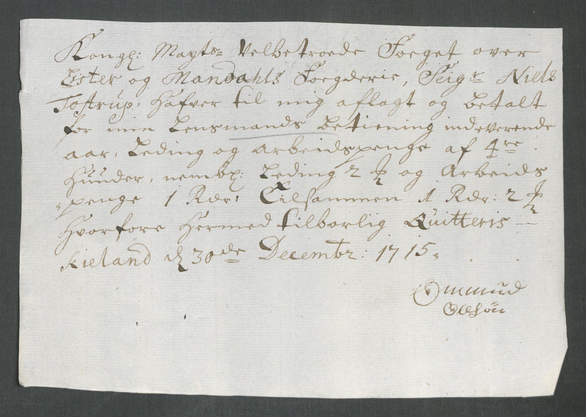 Rentekammeret inntil 1814, Reviderte regnskaper, Fogderegnskap, RA/EA-4092/R43/L2559: Fogderegnskap Lista og Mandal, 1715, p. 220