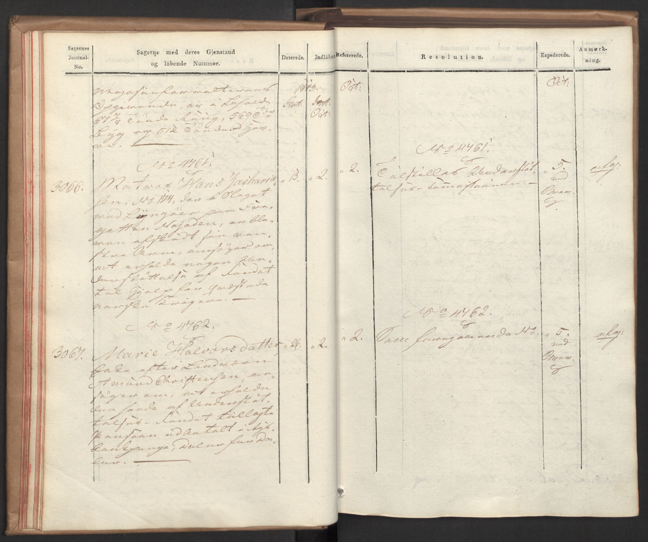 Stattholderembetet 1810-1814, 2. kontor (Kontor B), RA/EA-5432/Ab/L0008: Referatprotokoll,  j.nr. 3043-3538,  l.nr. 4732-5314, 1813, p. 20