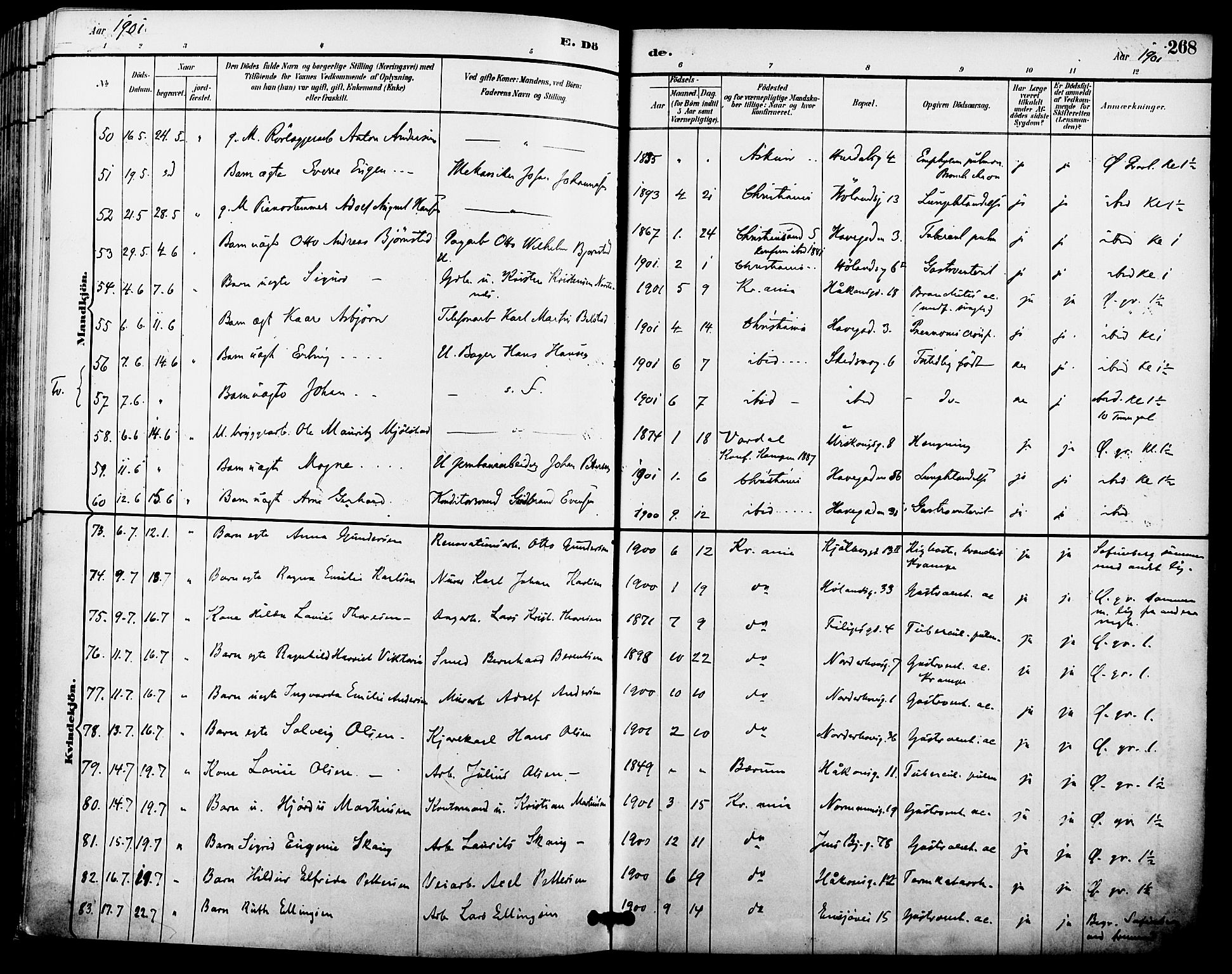 Kampen prestekontor Kirkebøker, AV/SAO-A-10853/F/Fa/L0008: Parish register (official) no. I 8, 1892-1902, p. 268