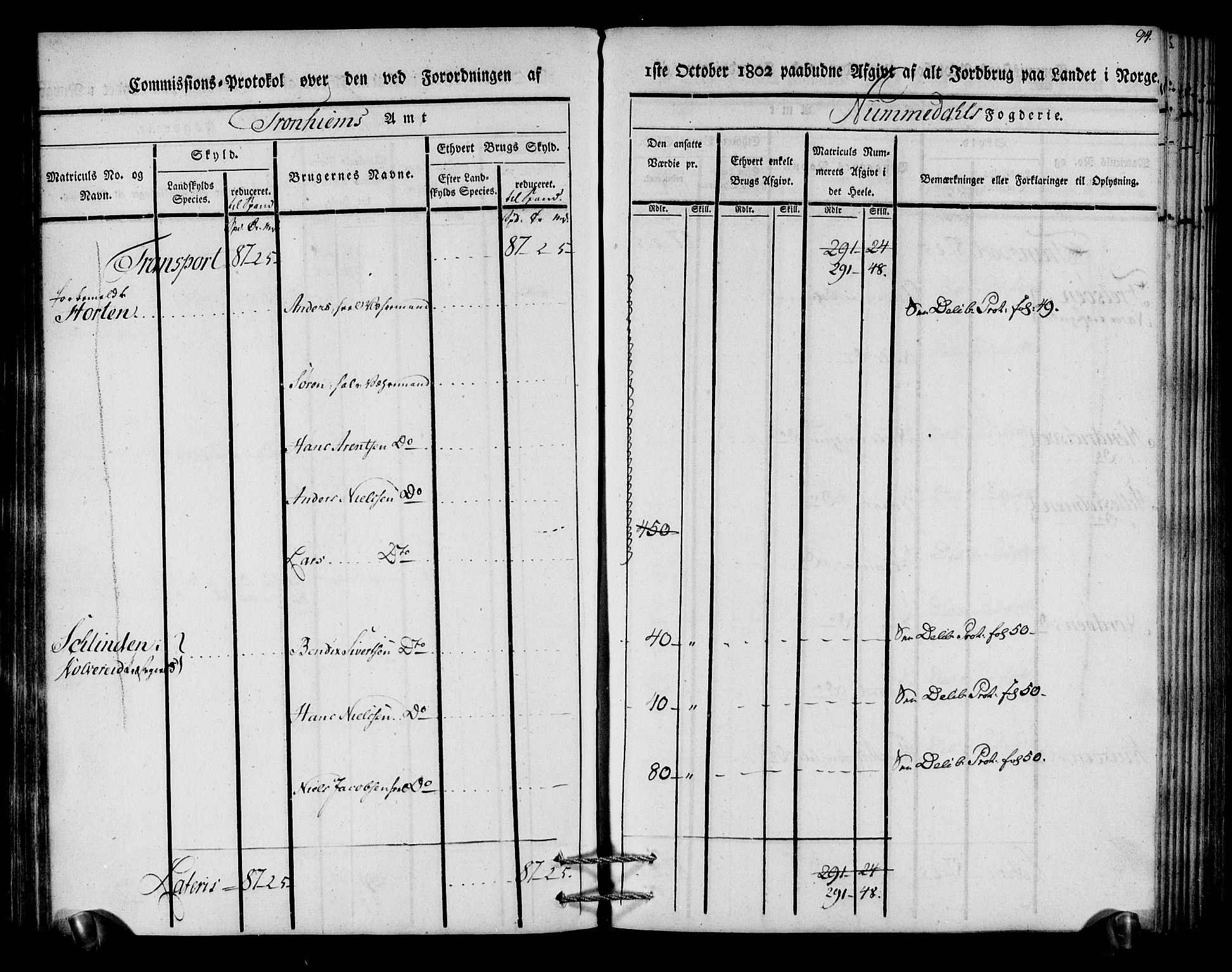 Rentekammeret inntil 1814, Realistisk ordnet avdeling, AV/RA-EA-4070/N/Ne/Nea/L0154: Namdalen fogderi. Kommisjonsprotokoll, 1803, p. 95