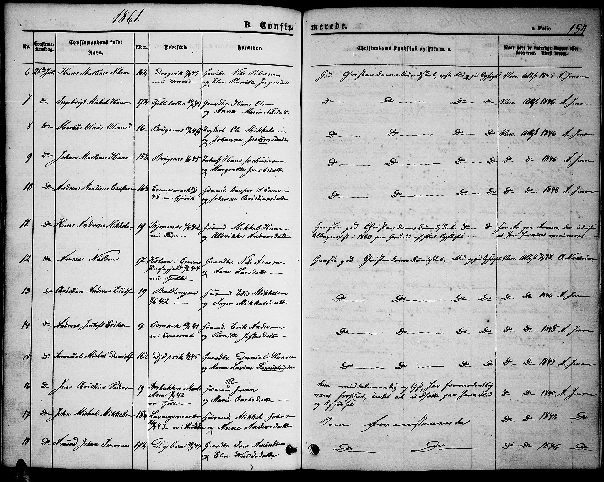 Ministerialprotokoller, klokkerbøker og fødselsregistre - Nordland, AV/SAT-A-1459/863/L0912: Parish register (copy) no. 863C02, 1858-1876, p. 154