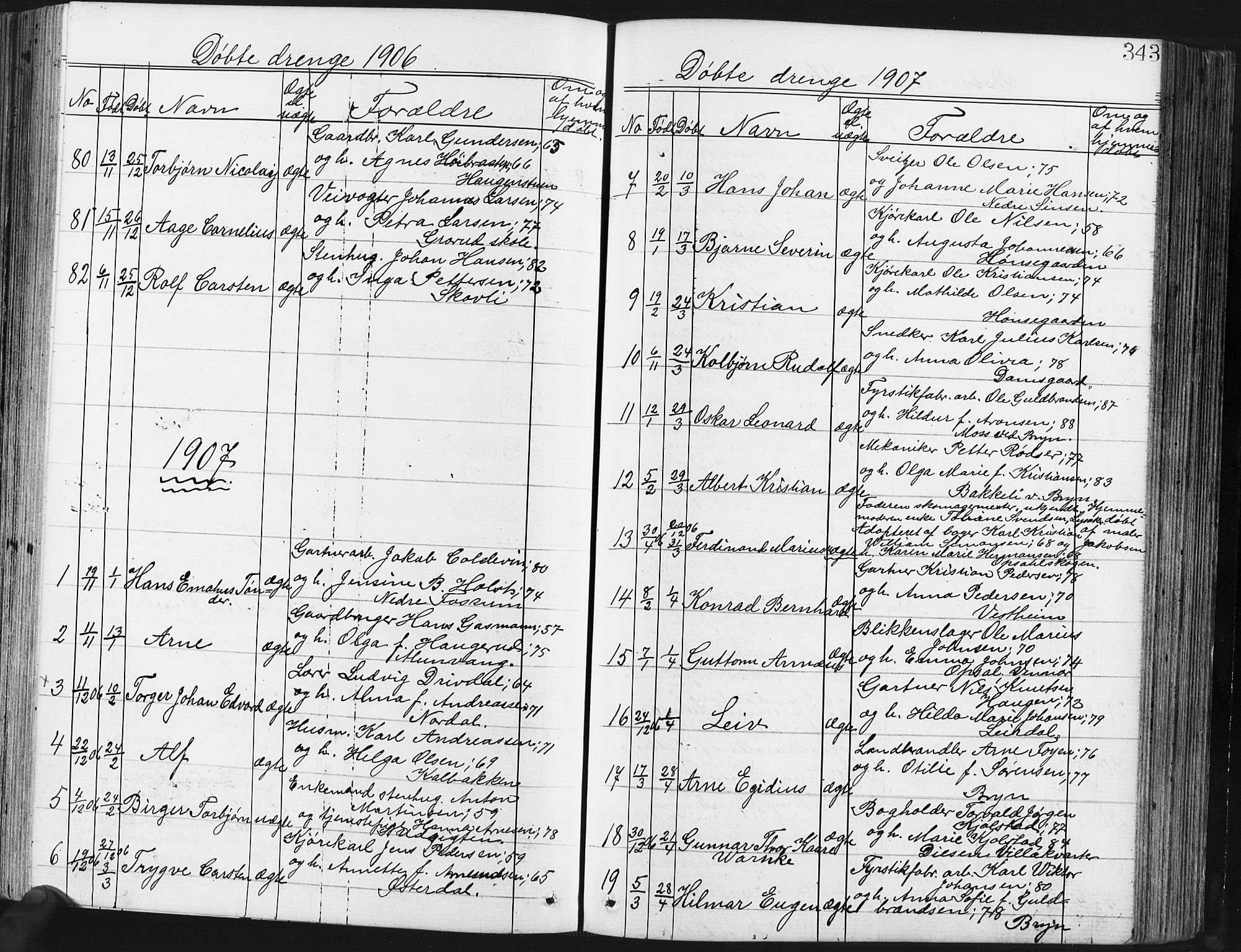 Østre Aker prestekontor Kirkebøker, SAO/A-10840/G/Ga/L0003: Parish register (copy) no. I 3, 1868-1913, p. 343