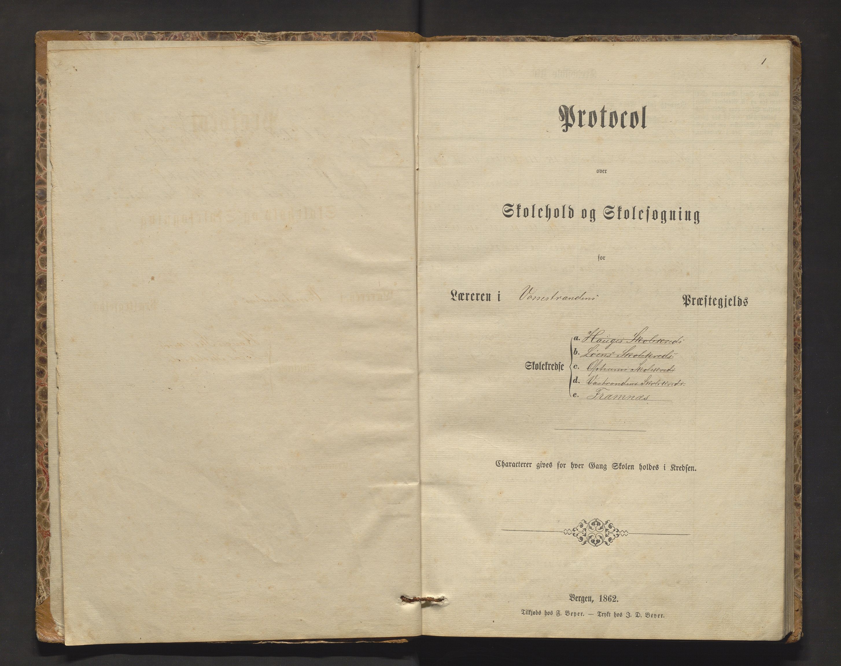 Vossestrand kommune. Barneskulane , IKAH/1236-231/F/Fc/L0001: Skuleprotokoll for Hauge, Løen, Oppheim, Vasstranden, Framnes krinsar, 1877-1907