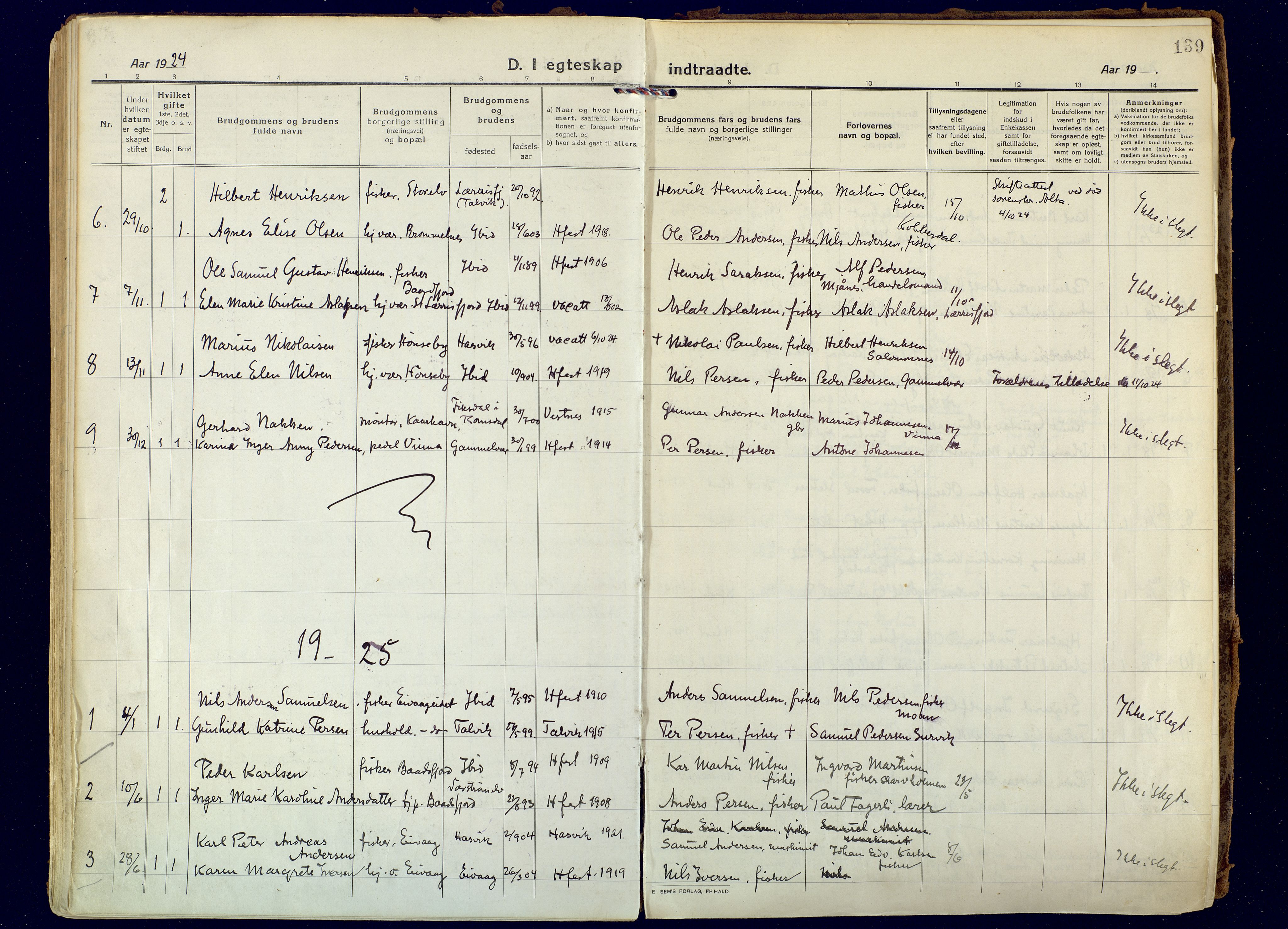 Hammerfest sokneprestkontor, AV/SATØ-S-1347/H/Ha/L0018.kirke: Parish register (official) no. 18, 1918-1933, p. 139