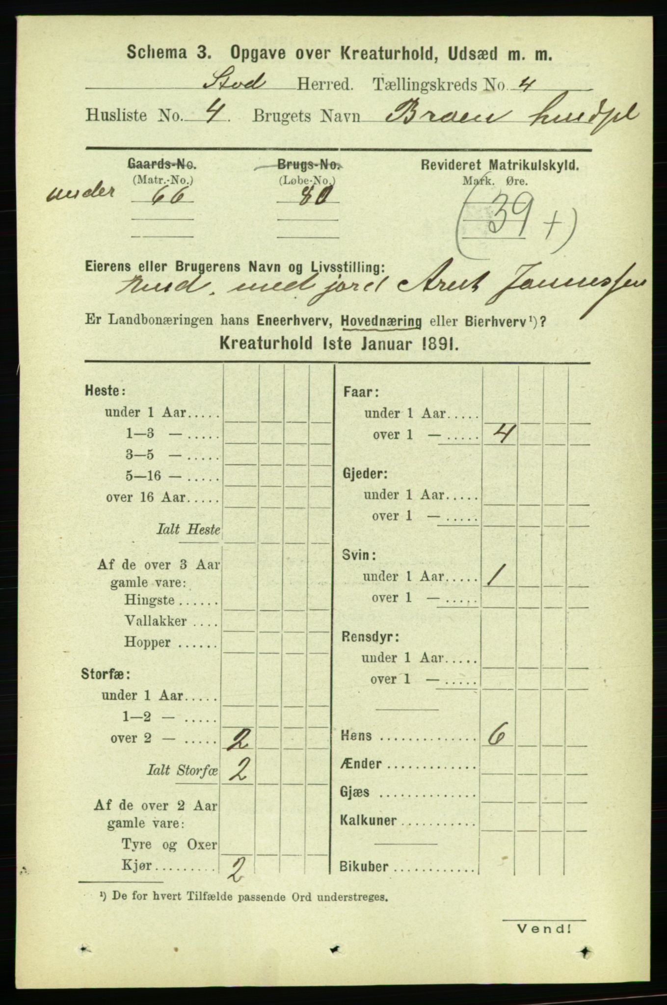 RA, 1891 census for 1734 Stod, 1891, p. 3381