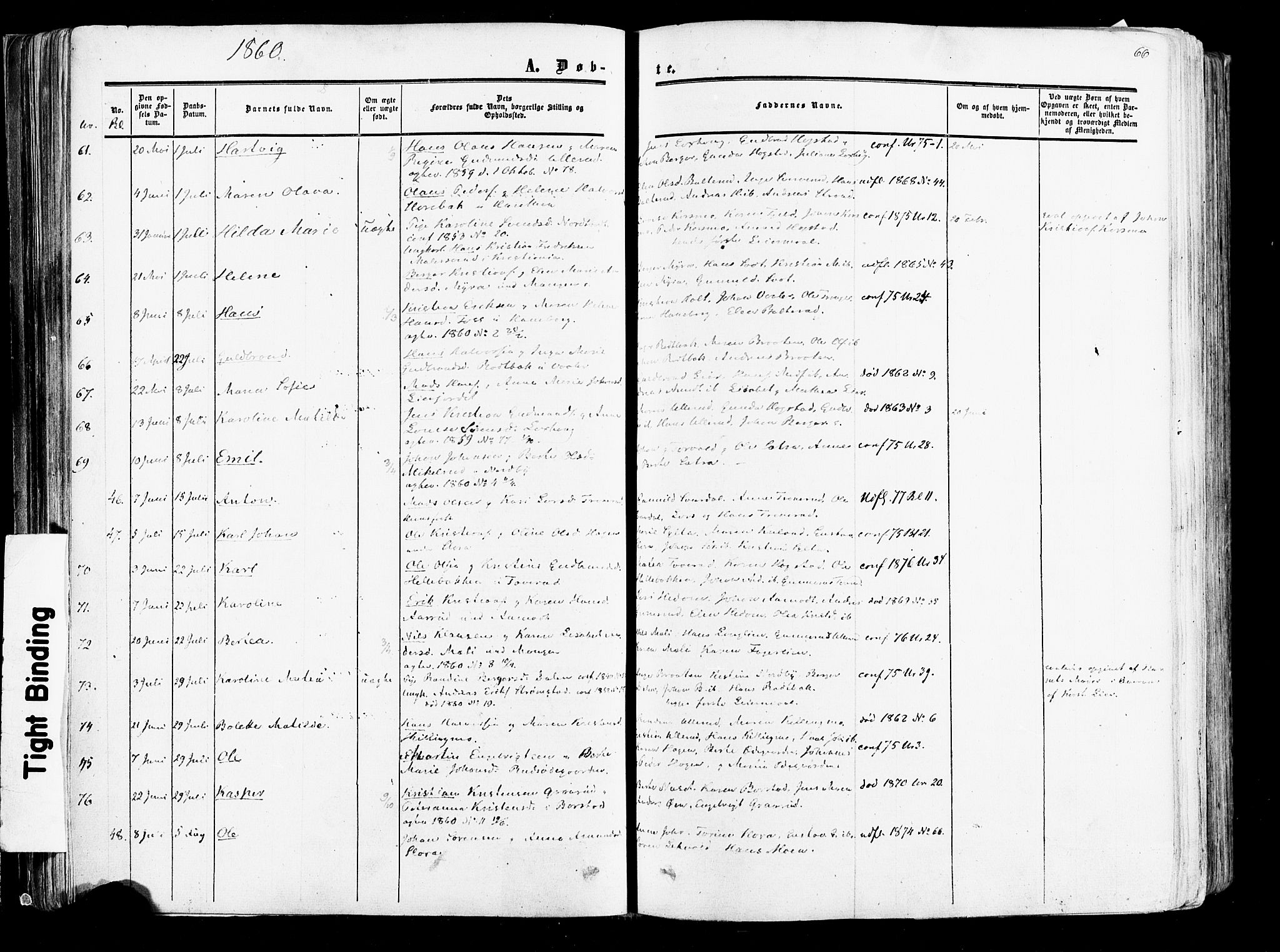 Aurskog prestekontor Kirkebøker, SAO/A-10304a/F/Fa/L0007: Parish register (official) no. I 7, 1854-1877, p. 66