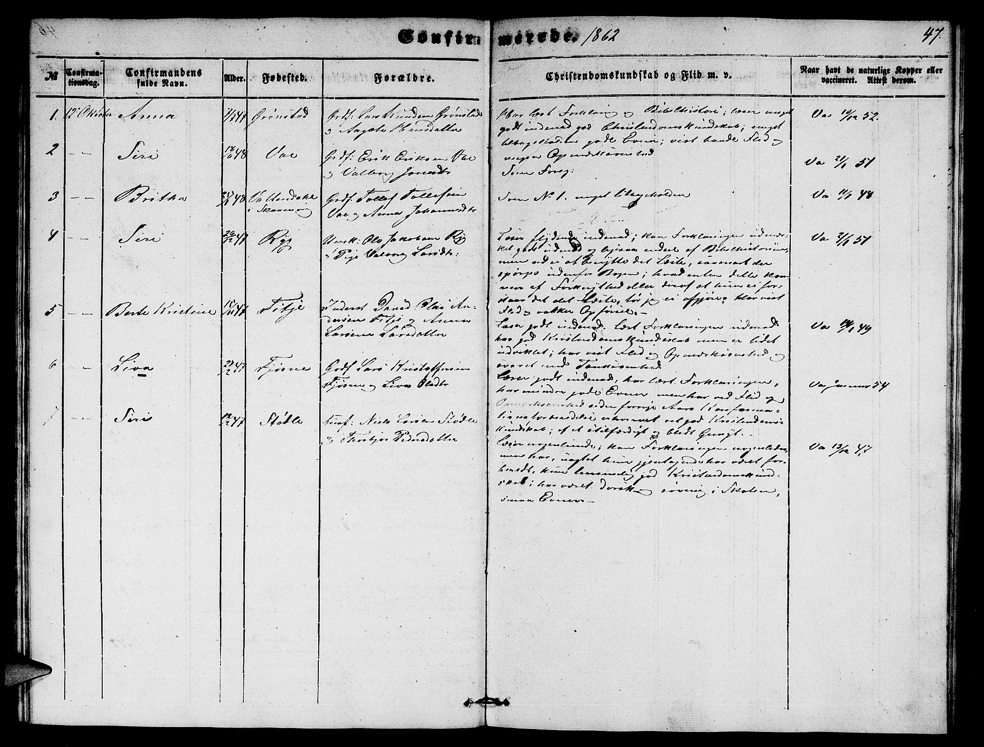 Etne sokneprestembete, AV/SAB-A-75001/H/Hab: Parish register (copy) no. A 2, 1851-1862, p. 47