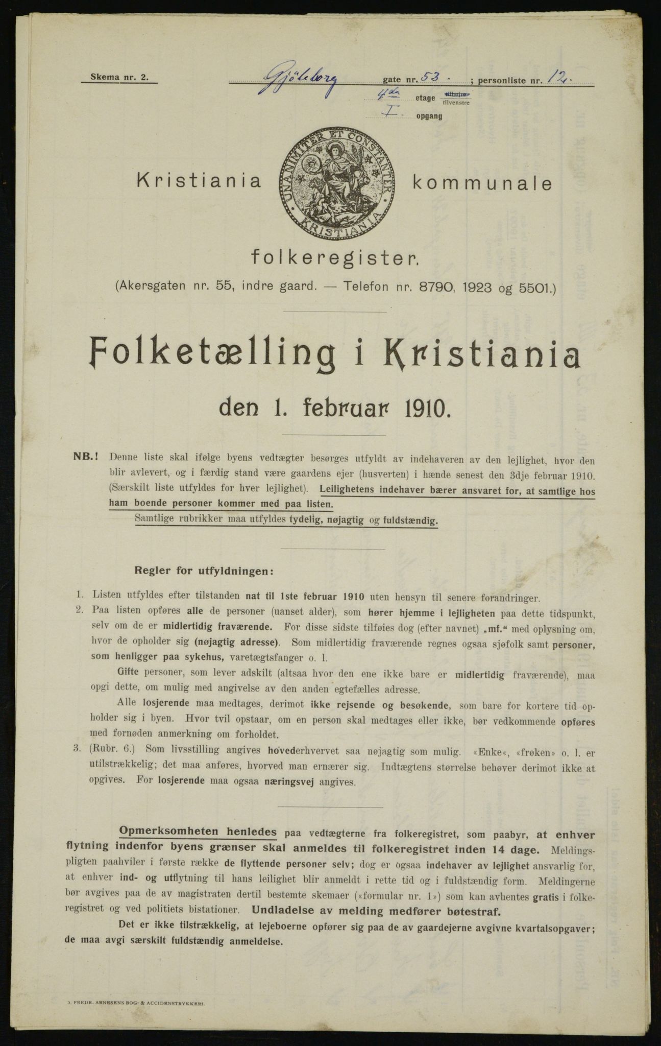 OBA, Municipal Census 1910 for Kristiania, 1910, p. 31888