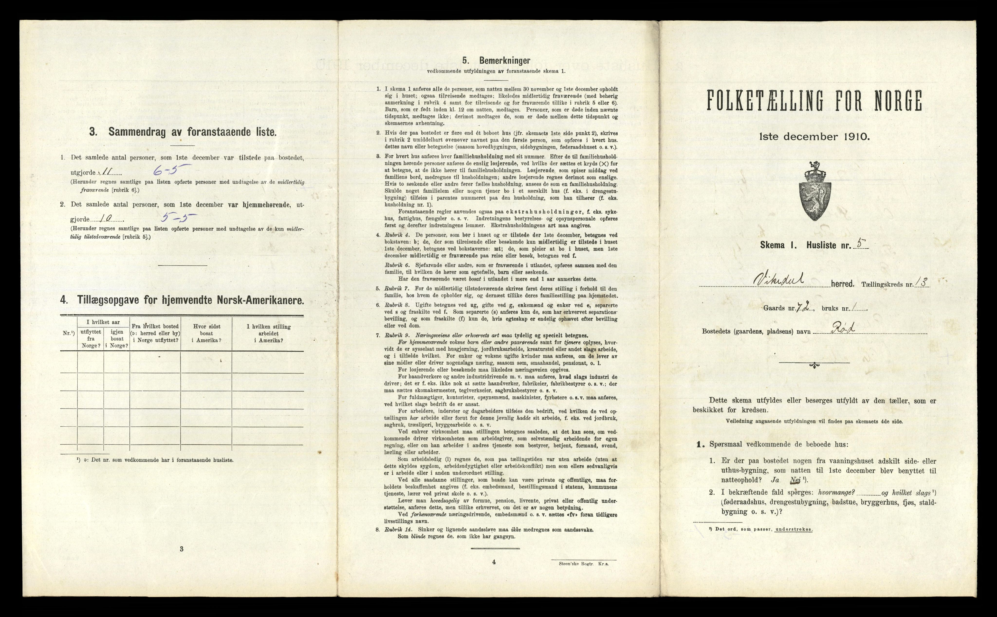 RA, 1910 census for Vikedal, 1910, p. 829