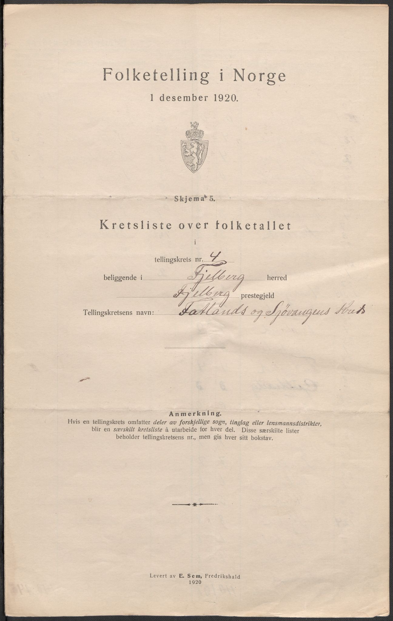 SAB, 1920 census for Fjelberg, 1920, p. 13
