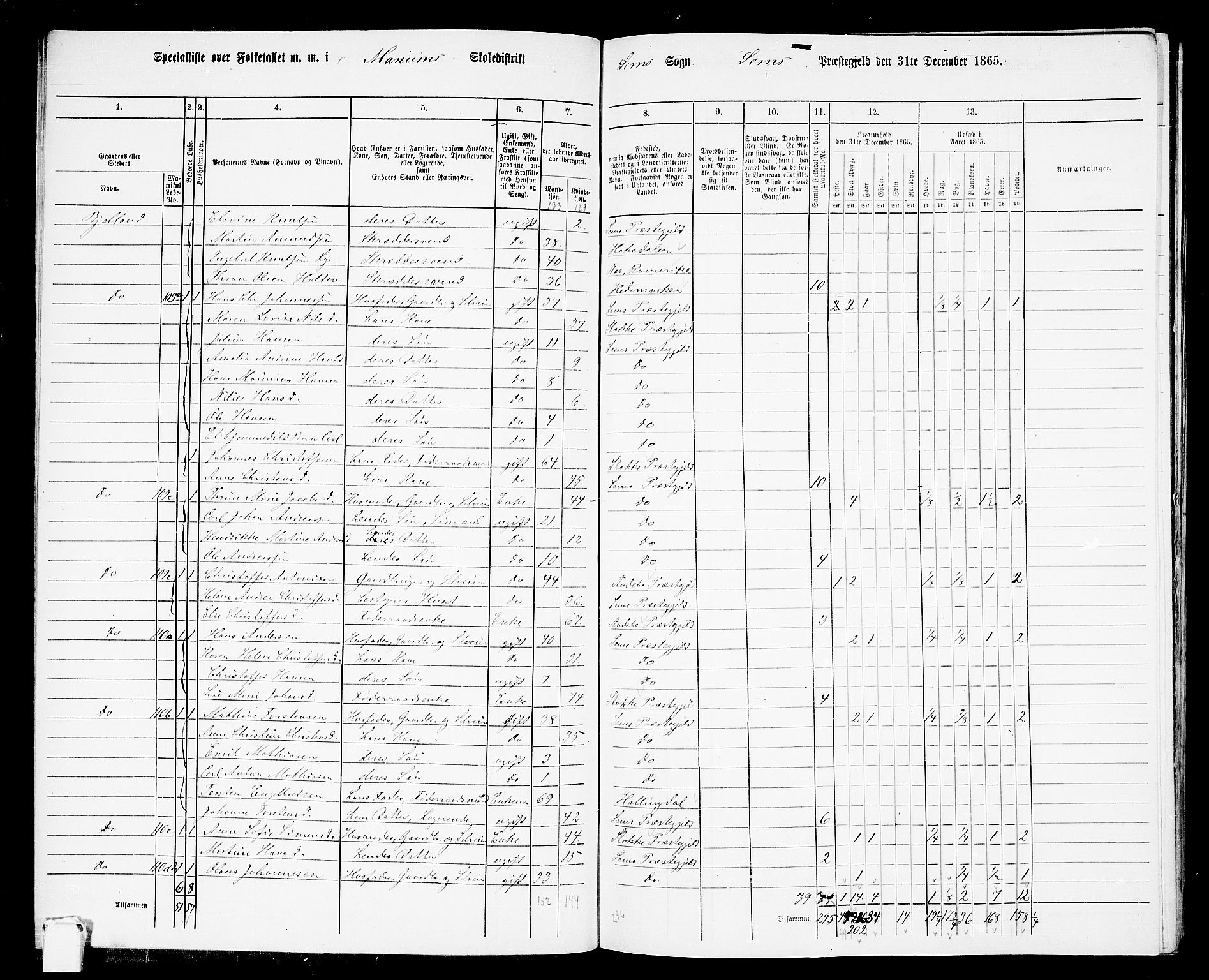 RA, 1865 census for Sem, 1865, p. 47