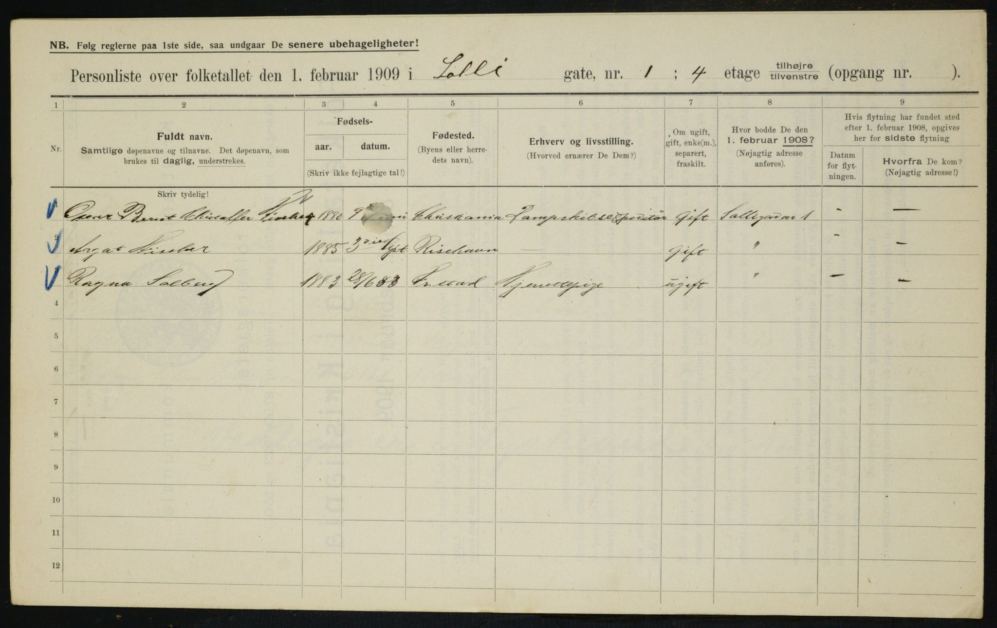 OBA, Municipal Census 1909 for Kristiania, 1909, p. 90357