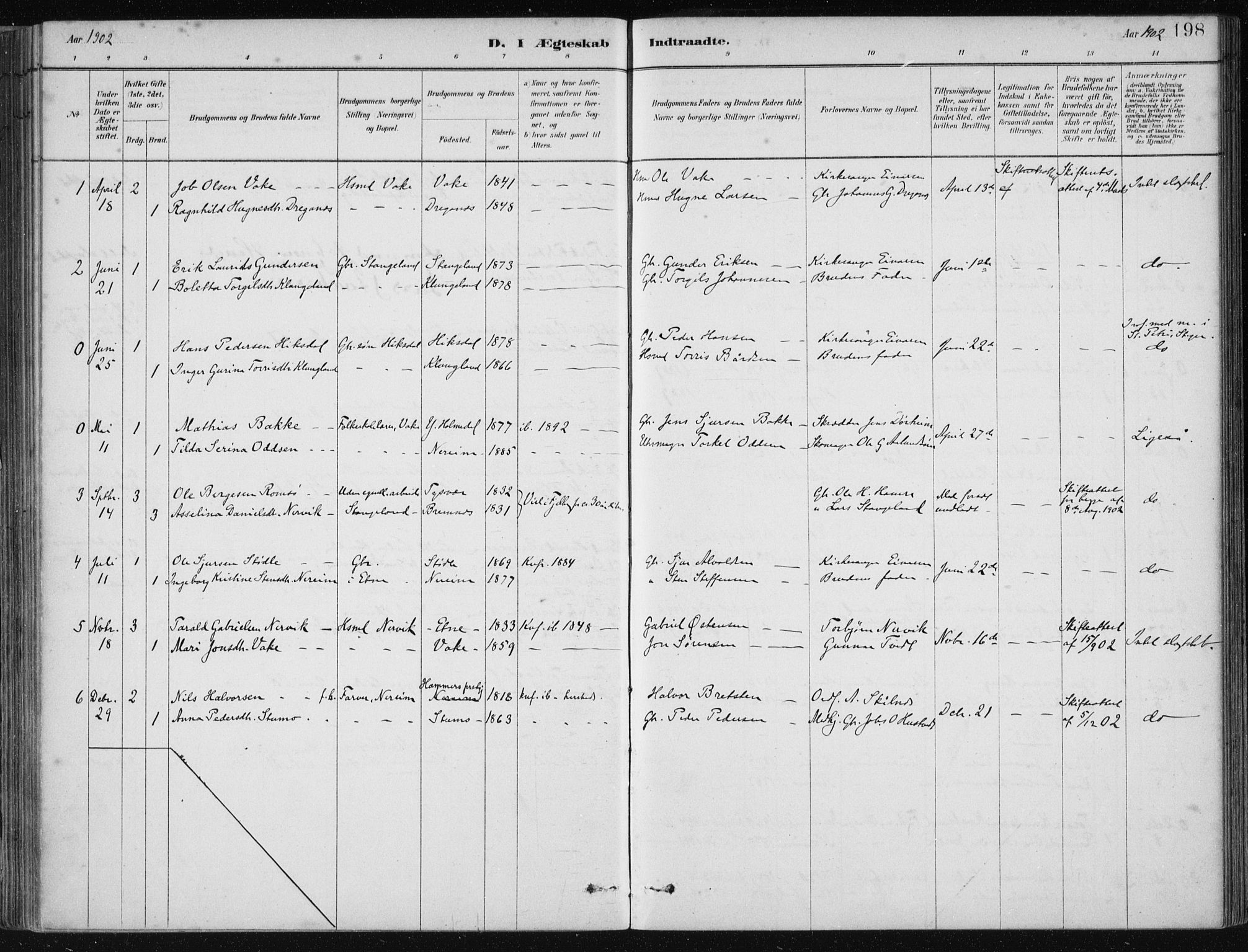 Fjelberg sokneprestembete, AV/SAB-A-75201/H/Haa: Parish register (official) no. D 1, 1879-1918, p. 198