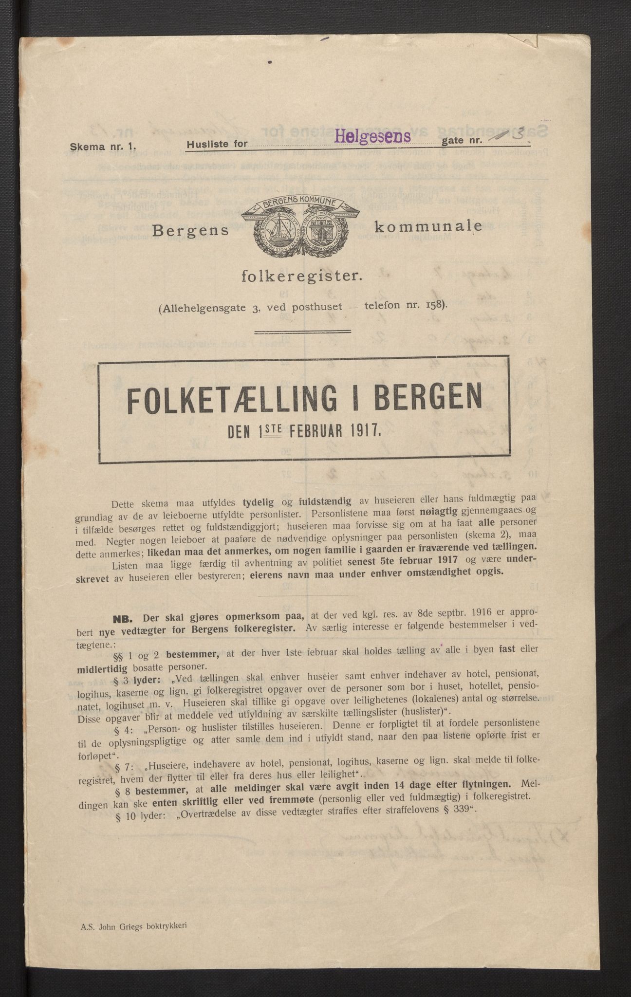 SAB, Municipal Census 1917 for Bergen, 1917, p. 13523