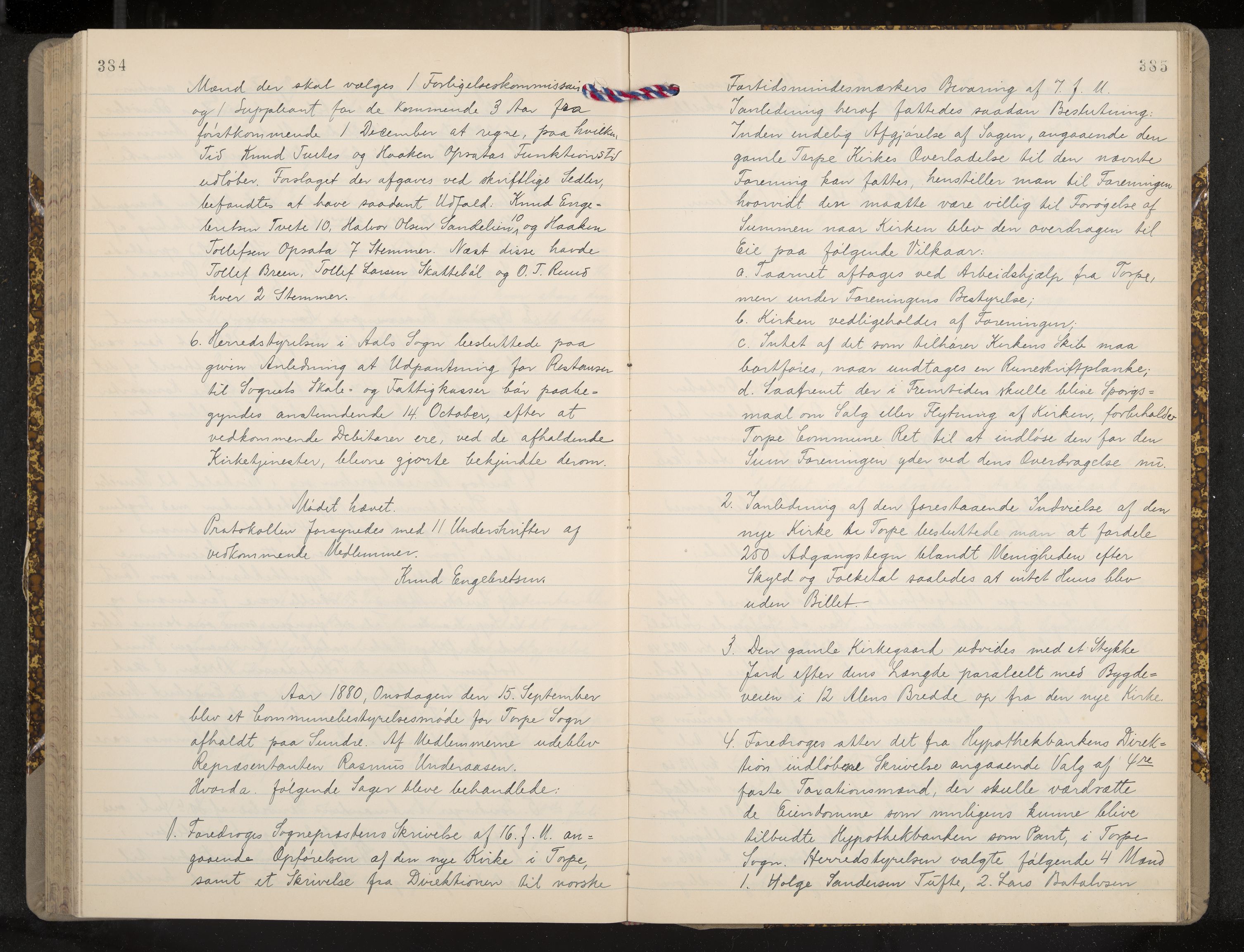 Ål formannskap og sentraladministrasjon, IKAK/0619021/A/Aa/L0003: Utskrift av møtebok, 1864-1880, p. 384-385