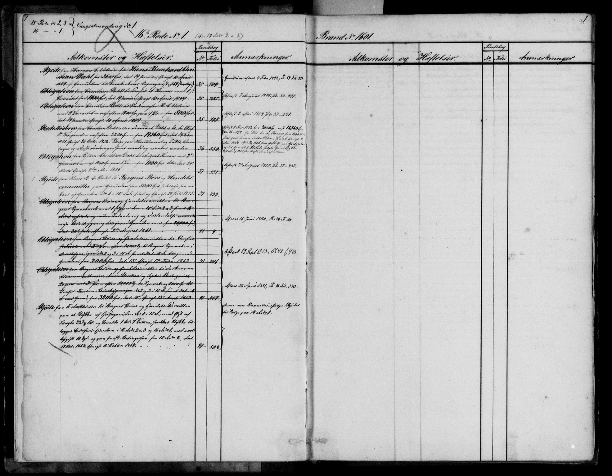 Byfogd og Byskriver i Bergen, SAB/A-3401/03/03AdC/L0008: Mortgage register no. A.d.C.8, 1823-1896, p. 1