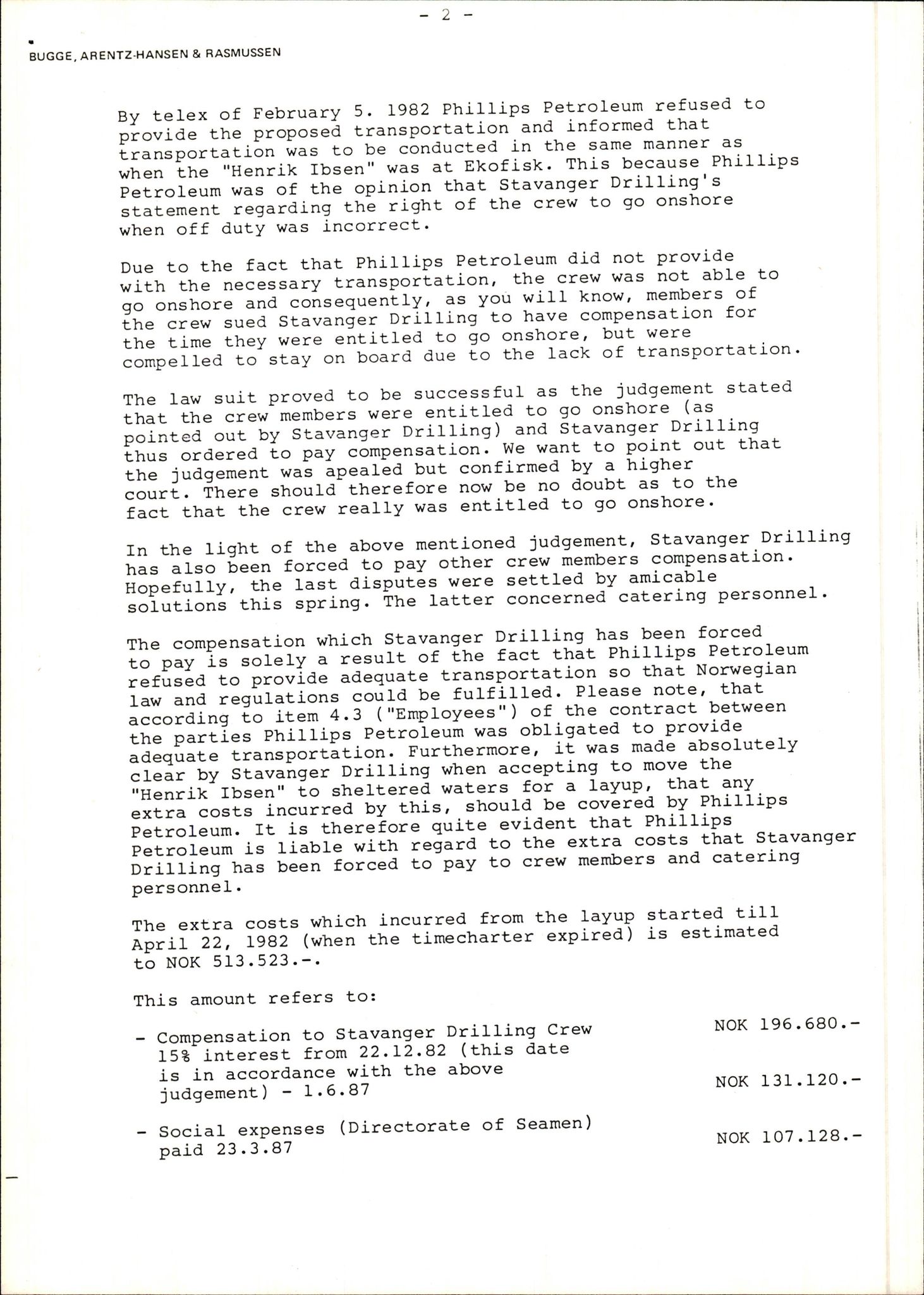 Pa 1503 - Stavanger Drilling AS, AV/SAST-A-101906/2/E/Ec/Eca/L0001: Korrespondanse med Phillips Petroleum Company, 1976-1984