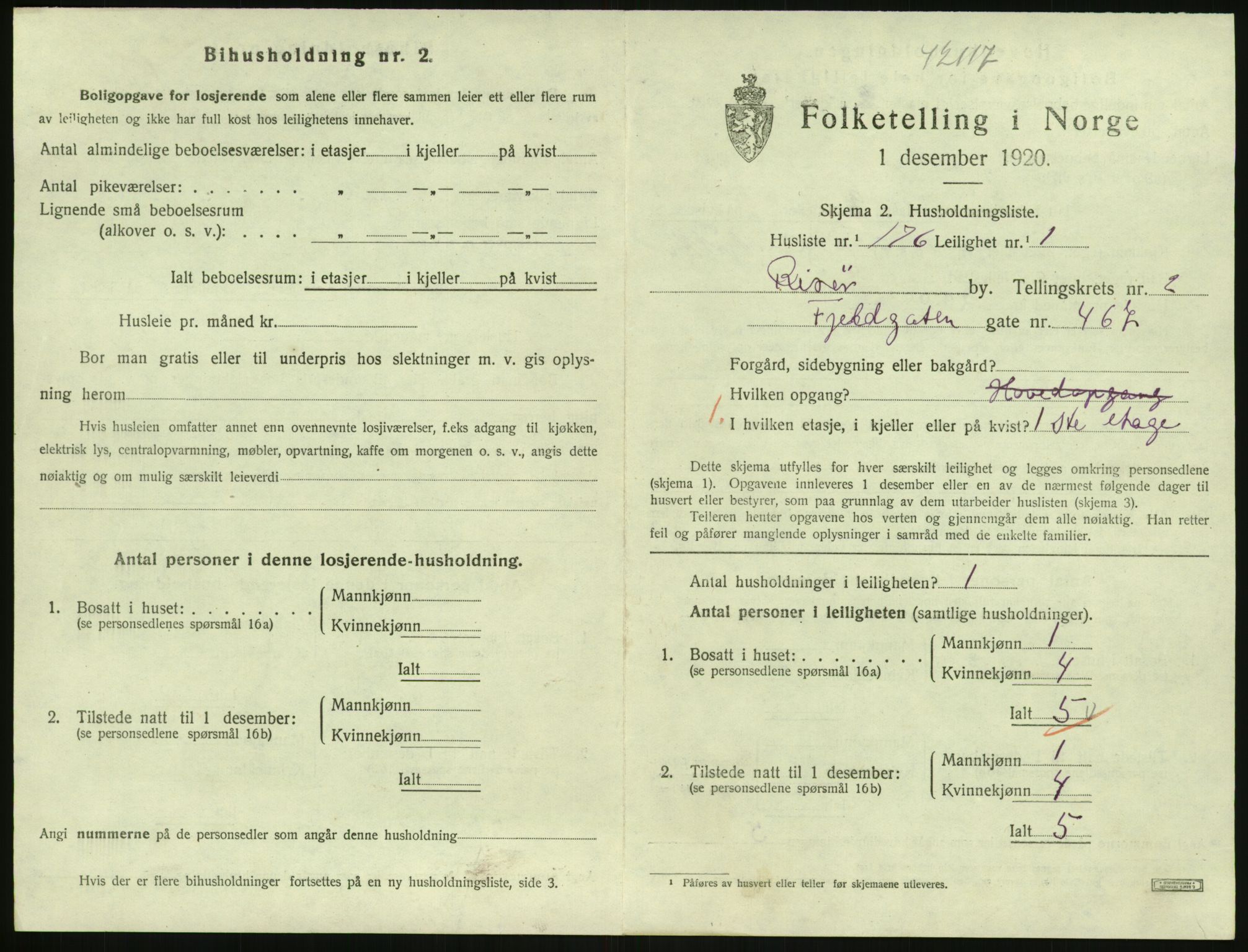 SAK, 1920 census for Risør, 1920, p. 2451