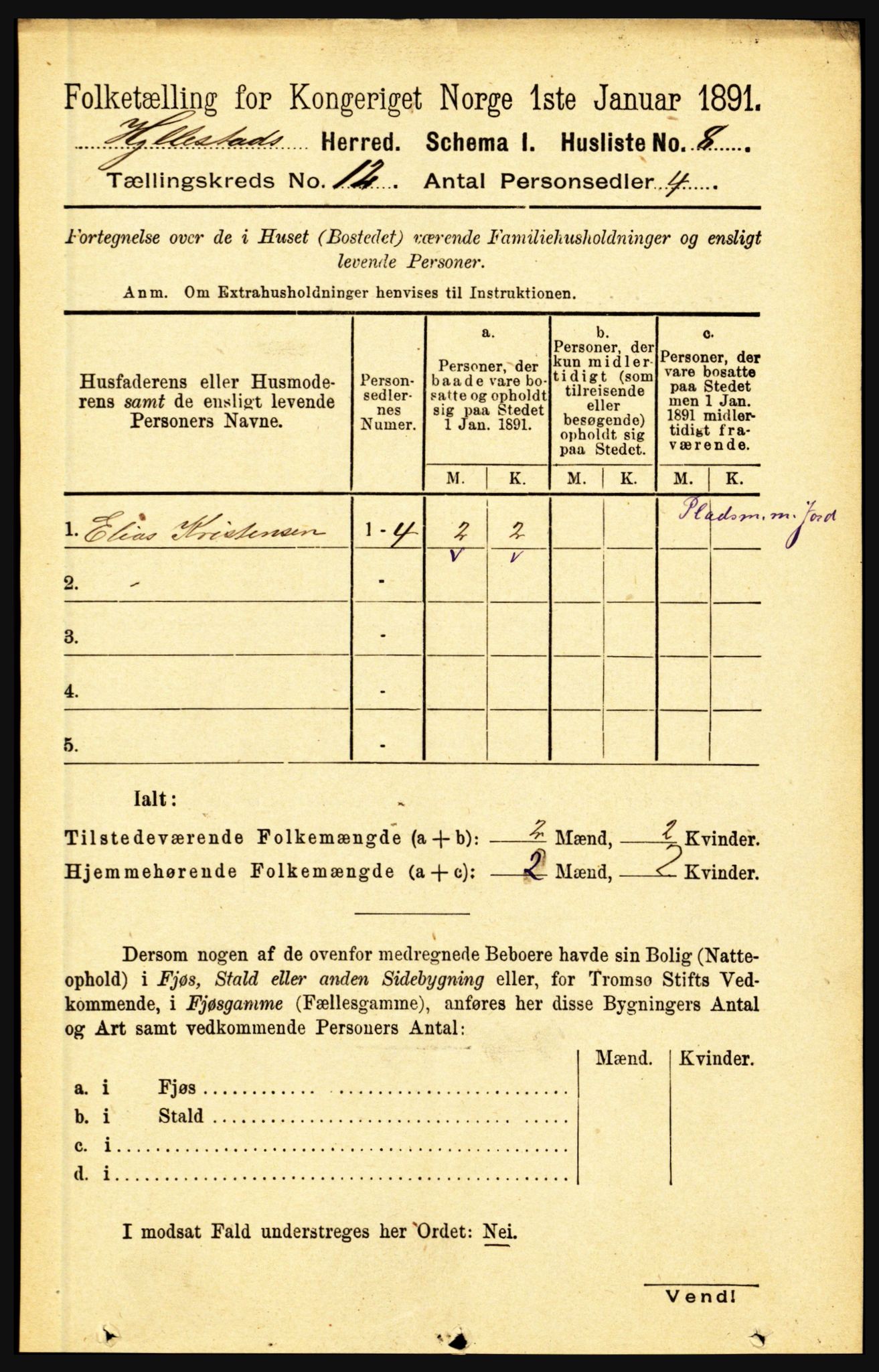 RA, 1891 census for 1413 Hyllestad, 1891, p. 2235