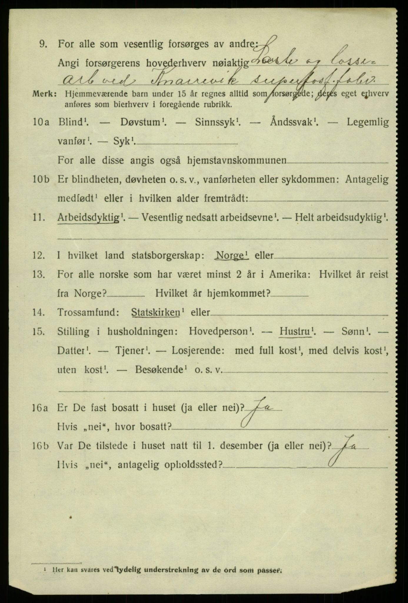 SAB, 1920 census for Fjell, 1920, p. 6409