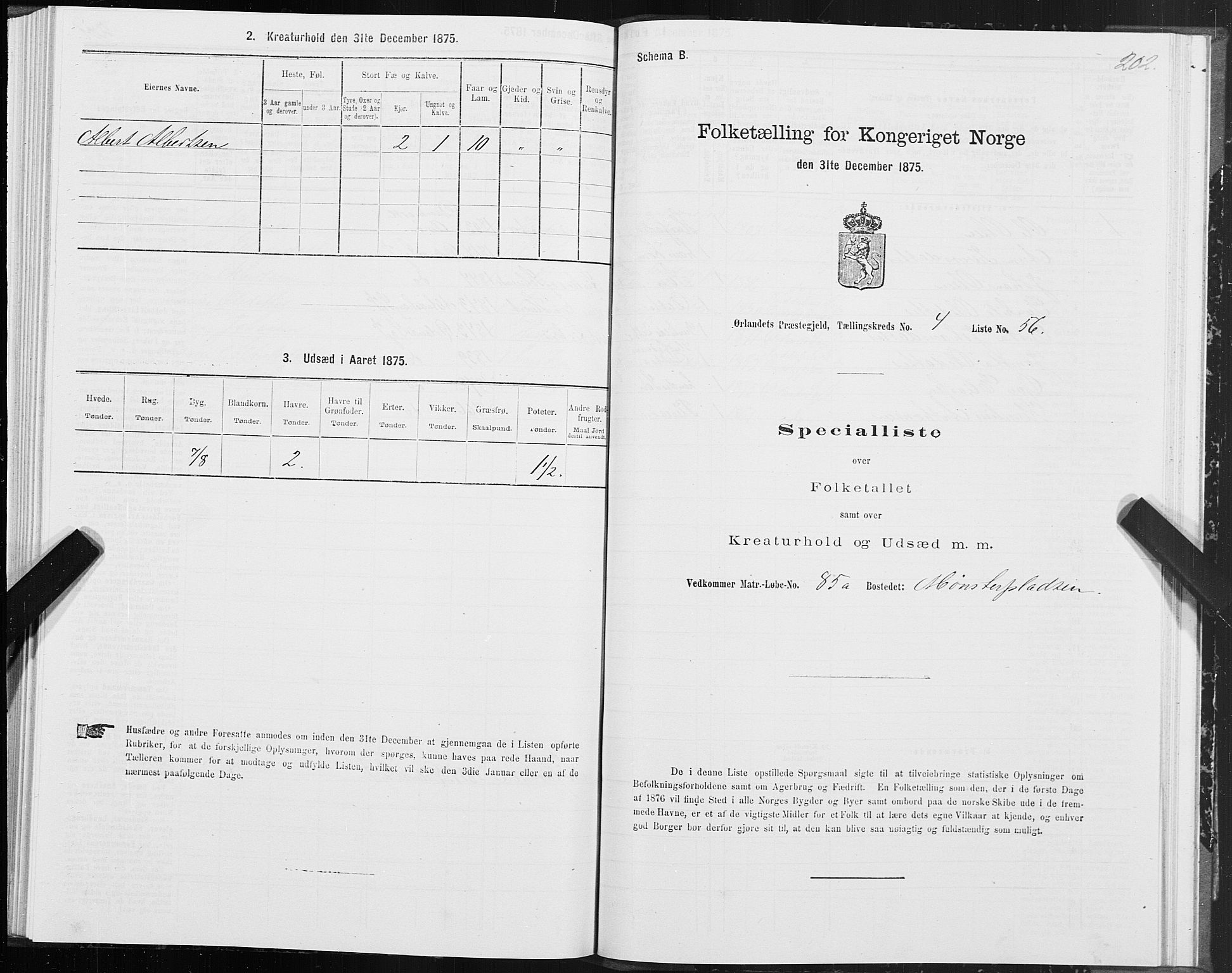 SAT, 1875 census for 1621P Ørland, 1875, p. 2202